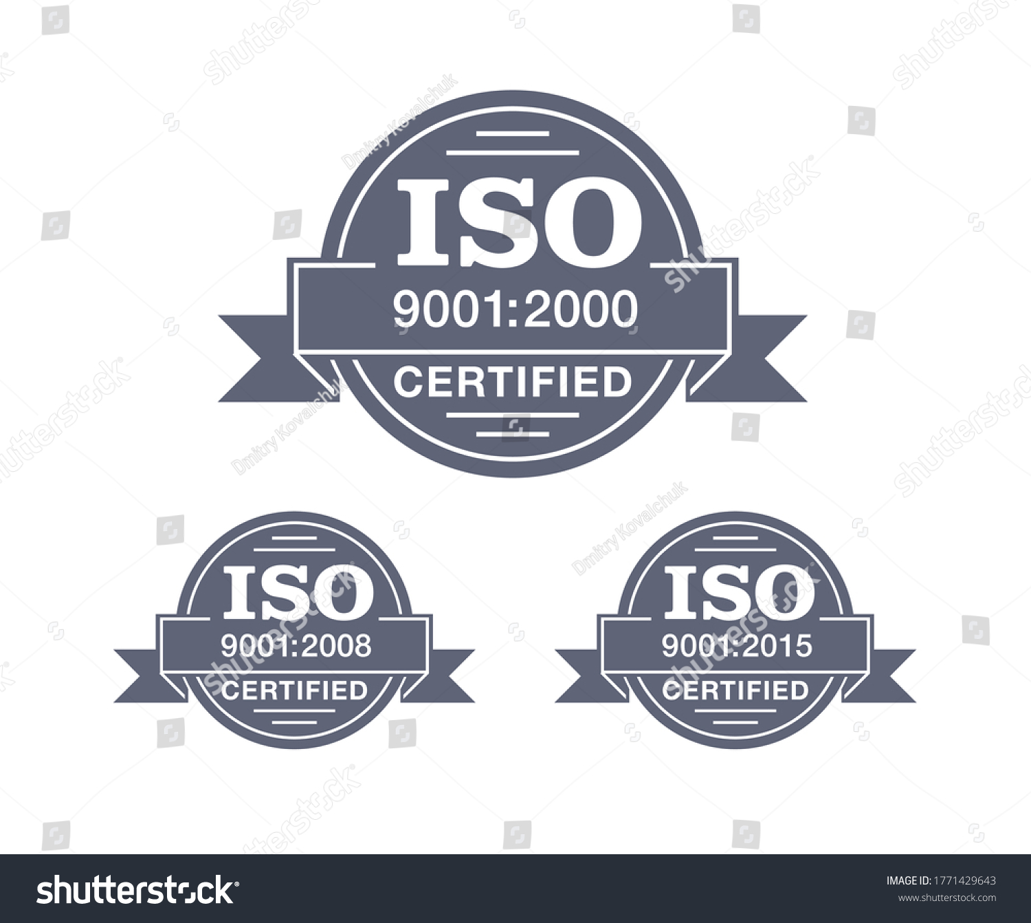 Iso 9001 Certified Stamp 3 Versions Stock Vector Royalty Free