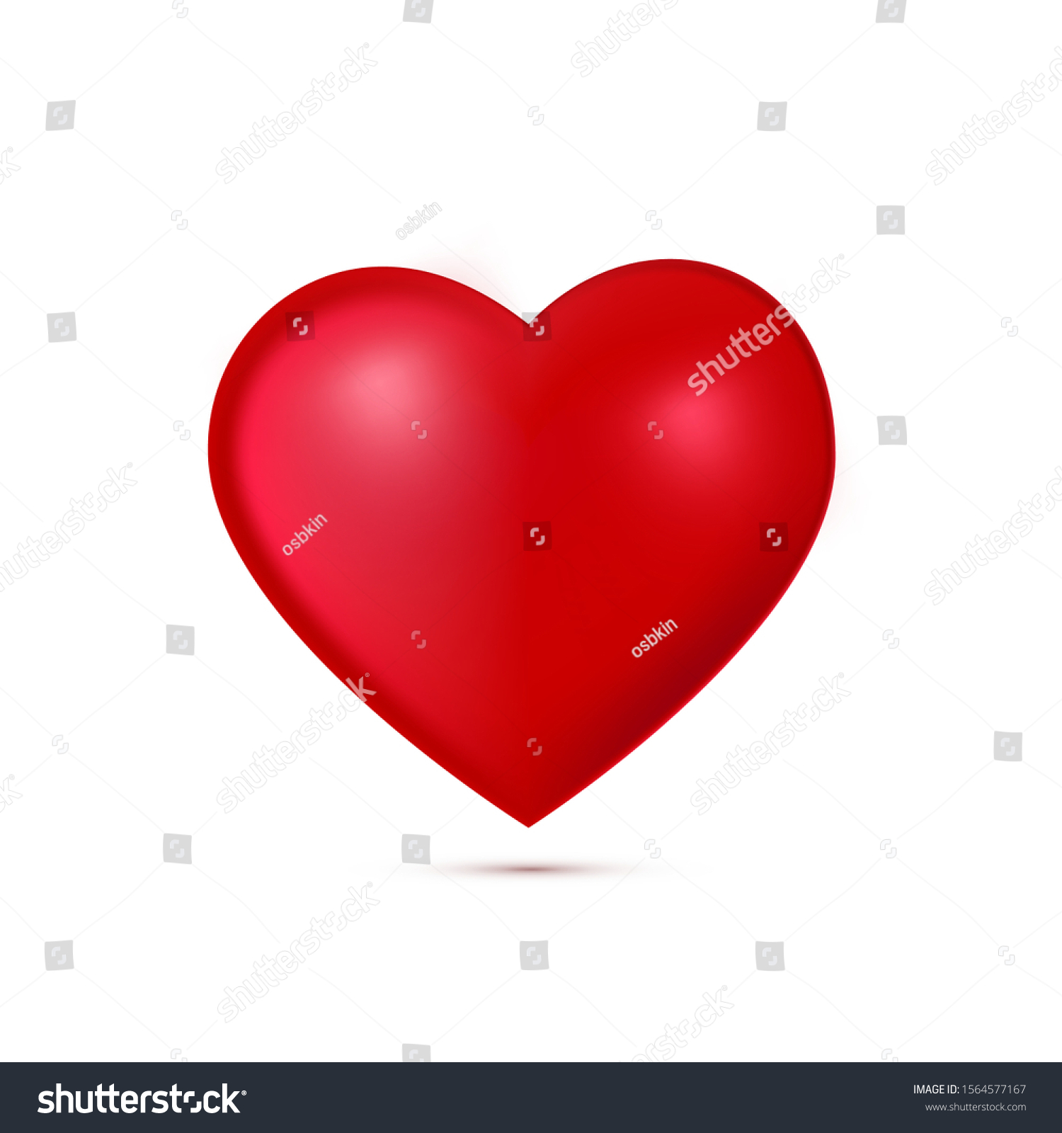 Isolated D Heart Realistic Red Love Stock Vector Royalty Free