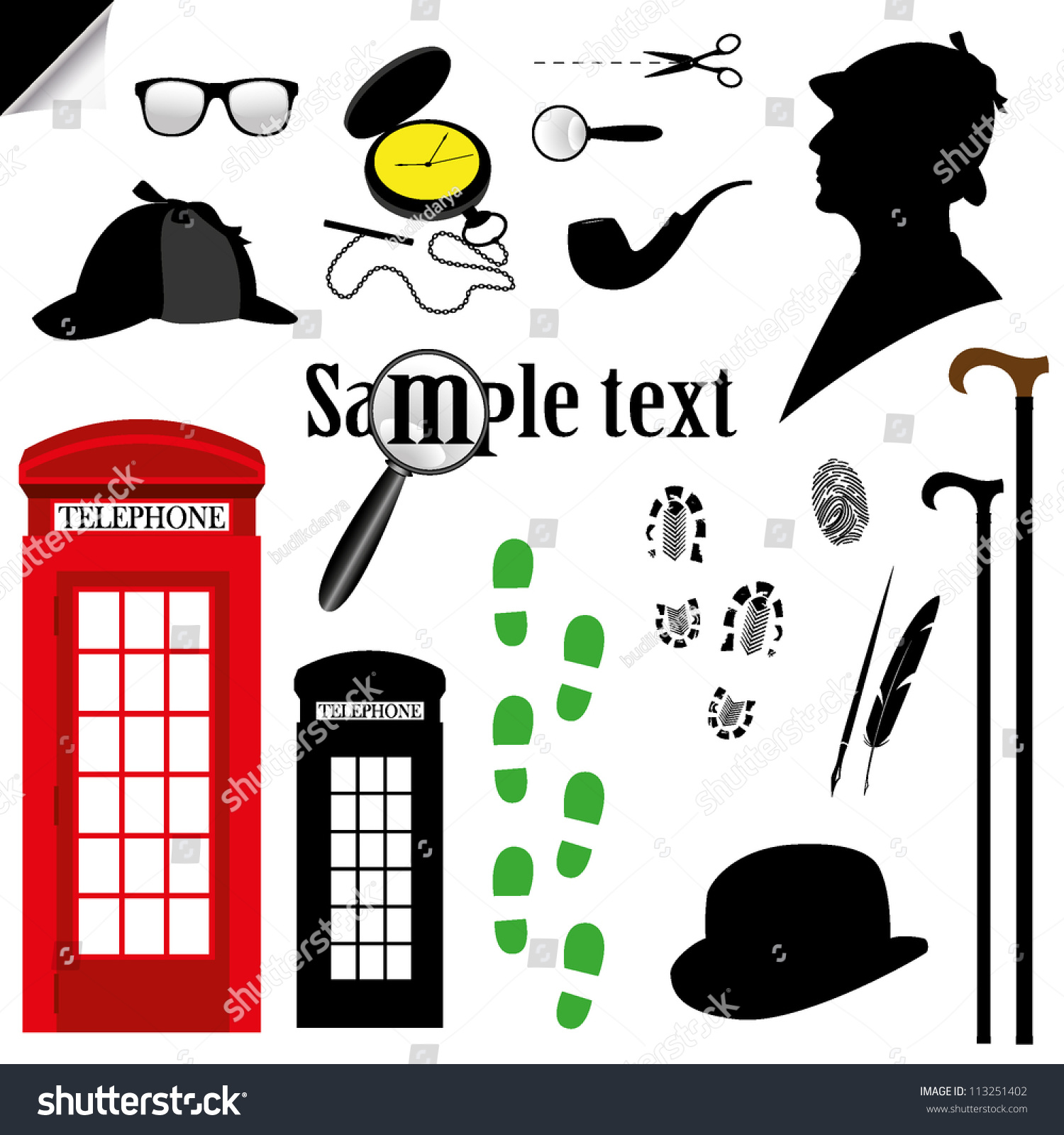 Isolated Design Objects On A Detective Theme Stock Vector Illustration
