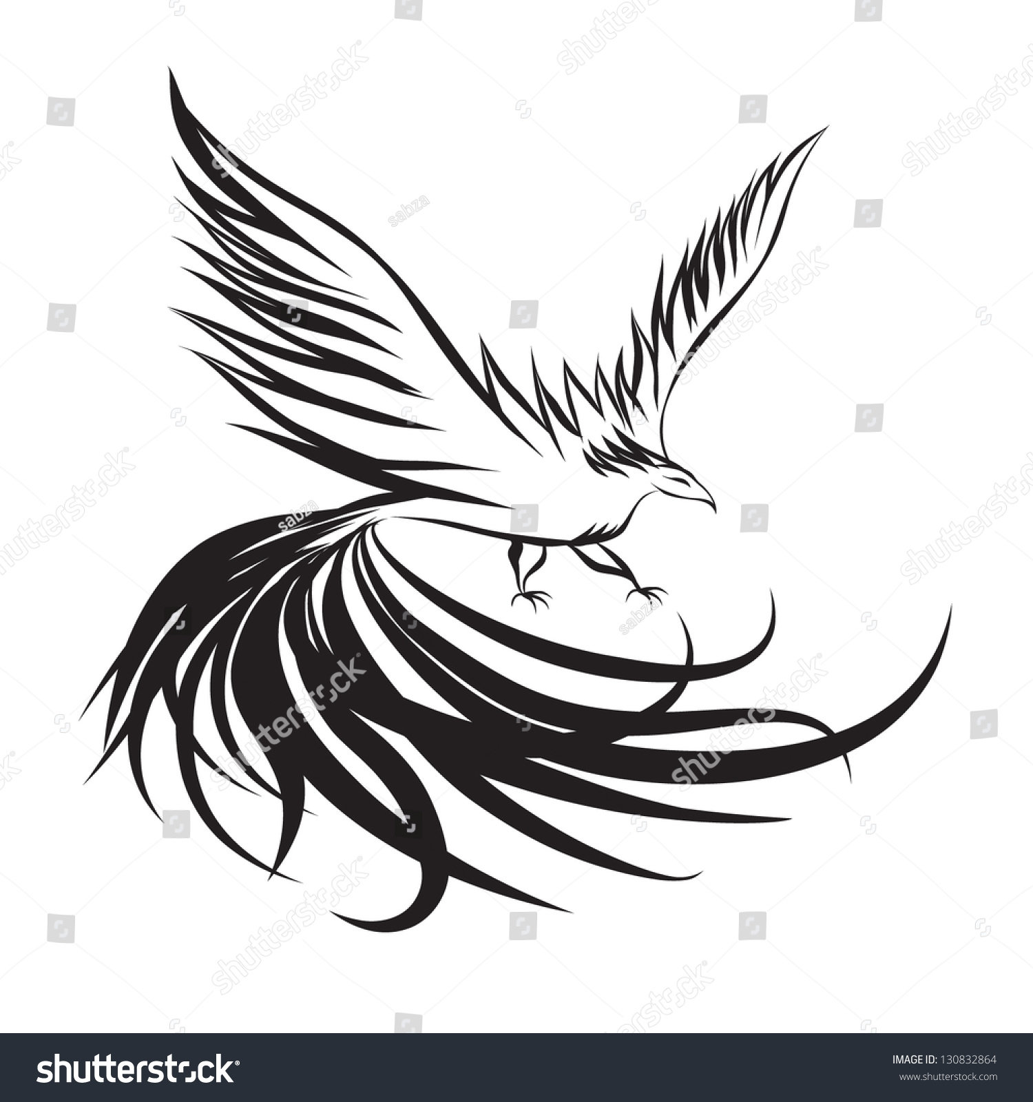 Isolated Phoenix On White Background Illustration Stock Vector
