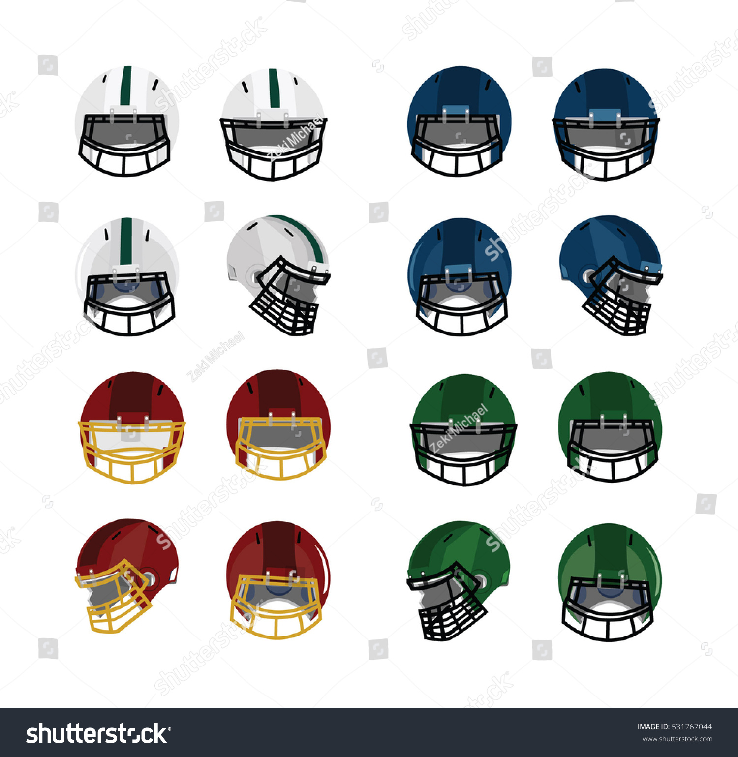 Isolated Vector Football Helmets Stock Vector 531767044 - Shutterstock
