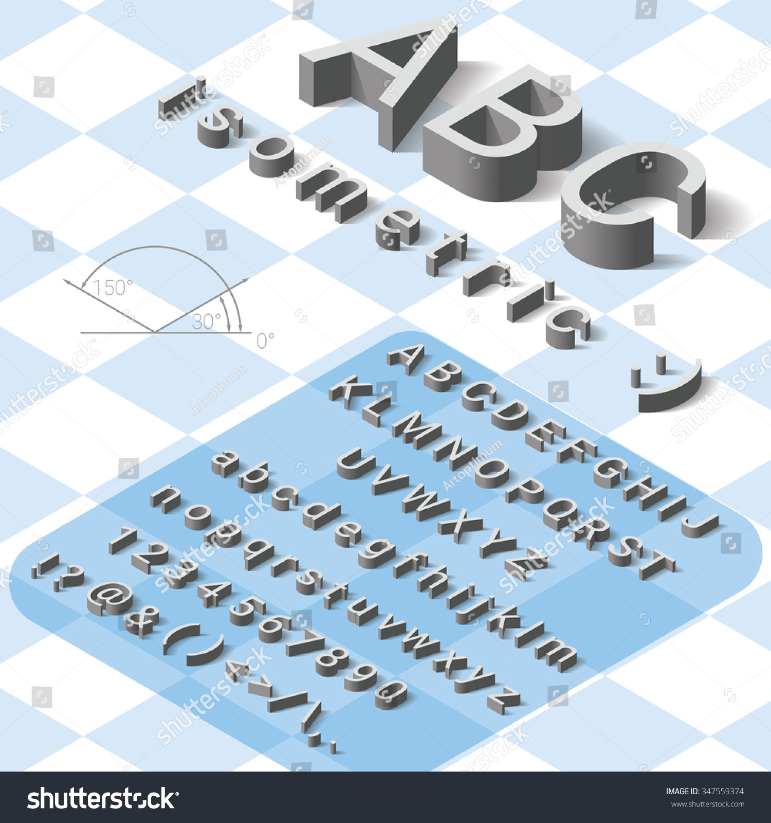 Isometric Font Alphabet Drop Shadow On Stock Vector Royalty Free