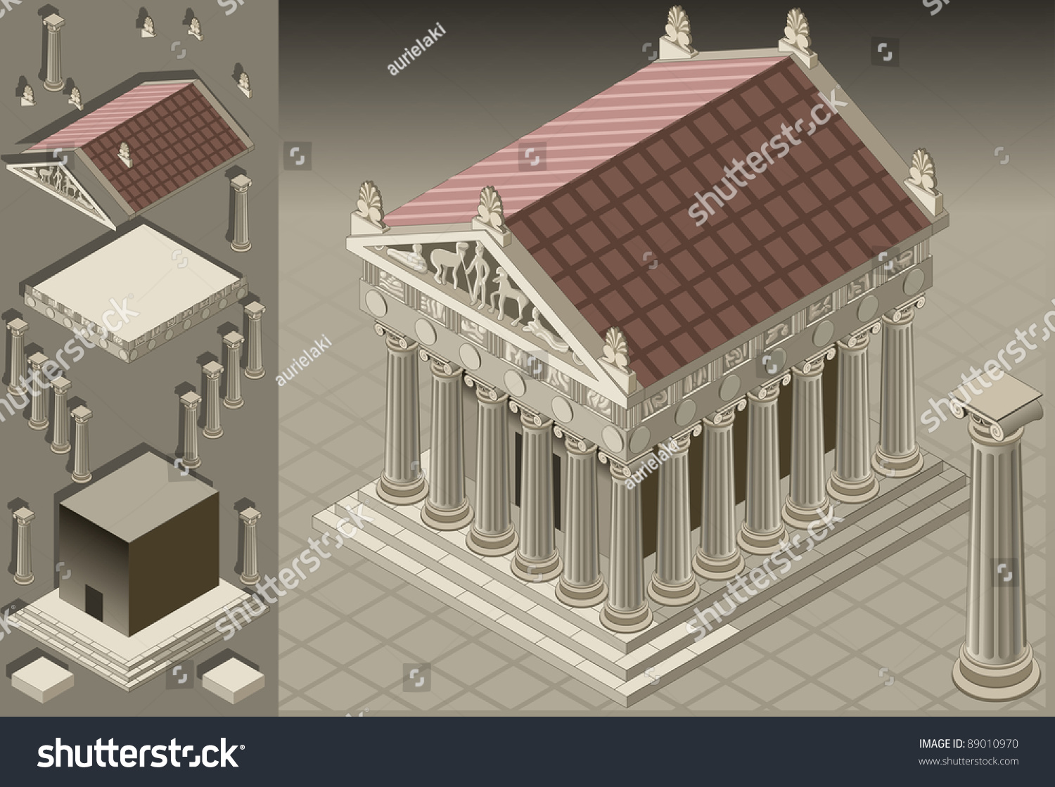 Stock Vector Isometric Pantheon Building Ancient Rome Tiles For Online Strategic Game Insight And De Greek Temple Ancient Greek Architecture Roman Architecture
