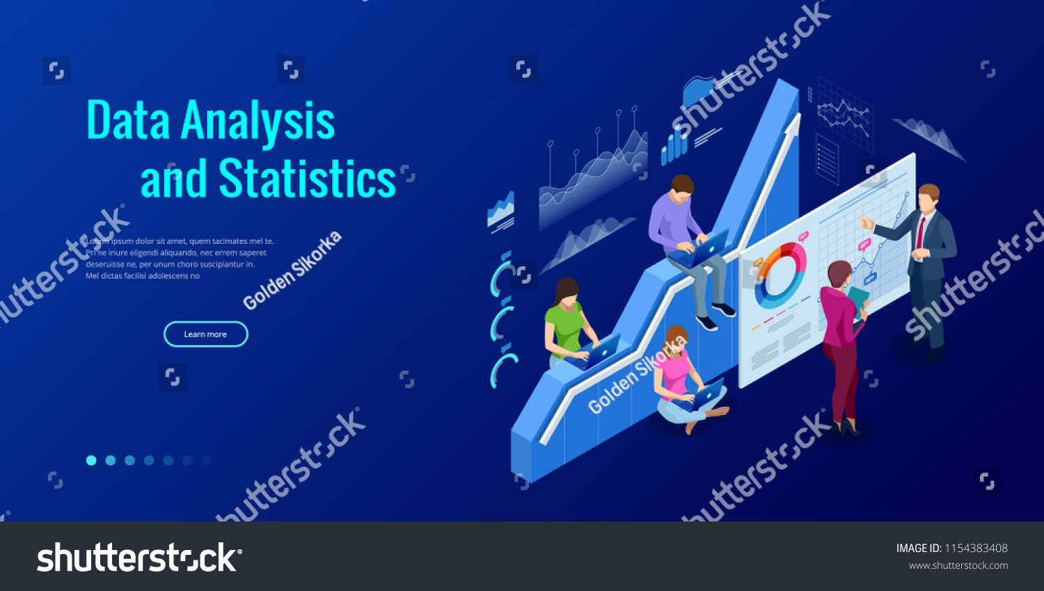 Isometric Web Banner Data Analysis Statistics Stock Vector Royalty