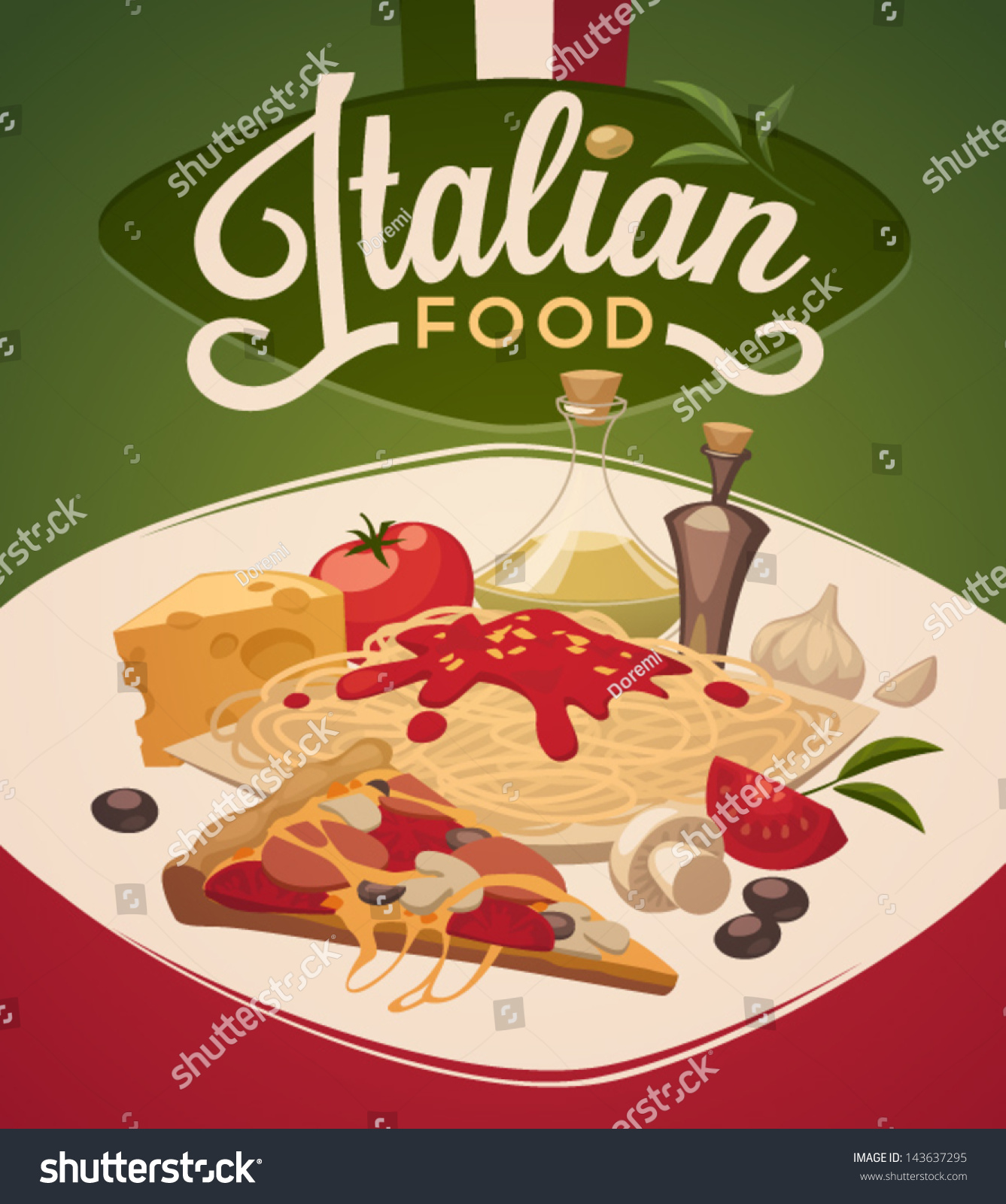 Italian Food Stock Vector Illustration 143637295 ...