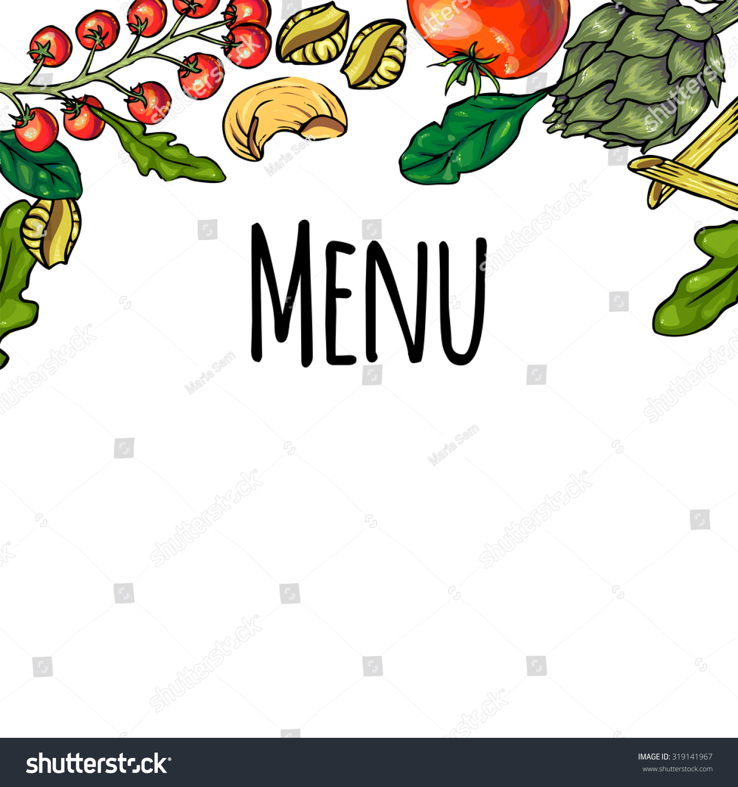 stock vector italian food menu border vector 319141967