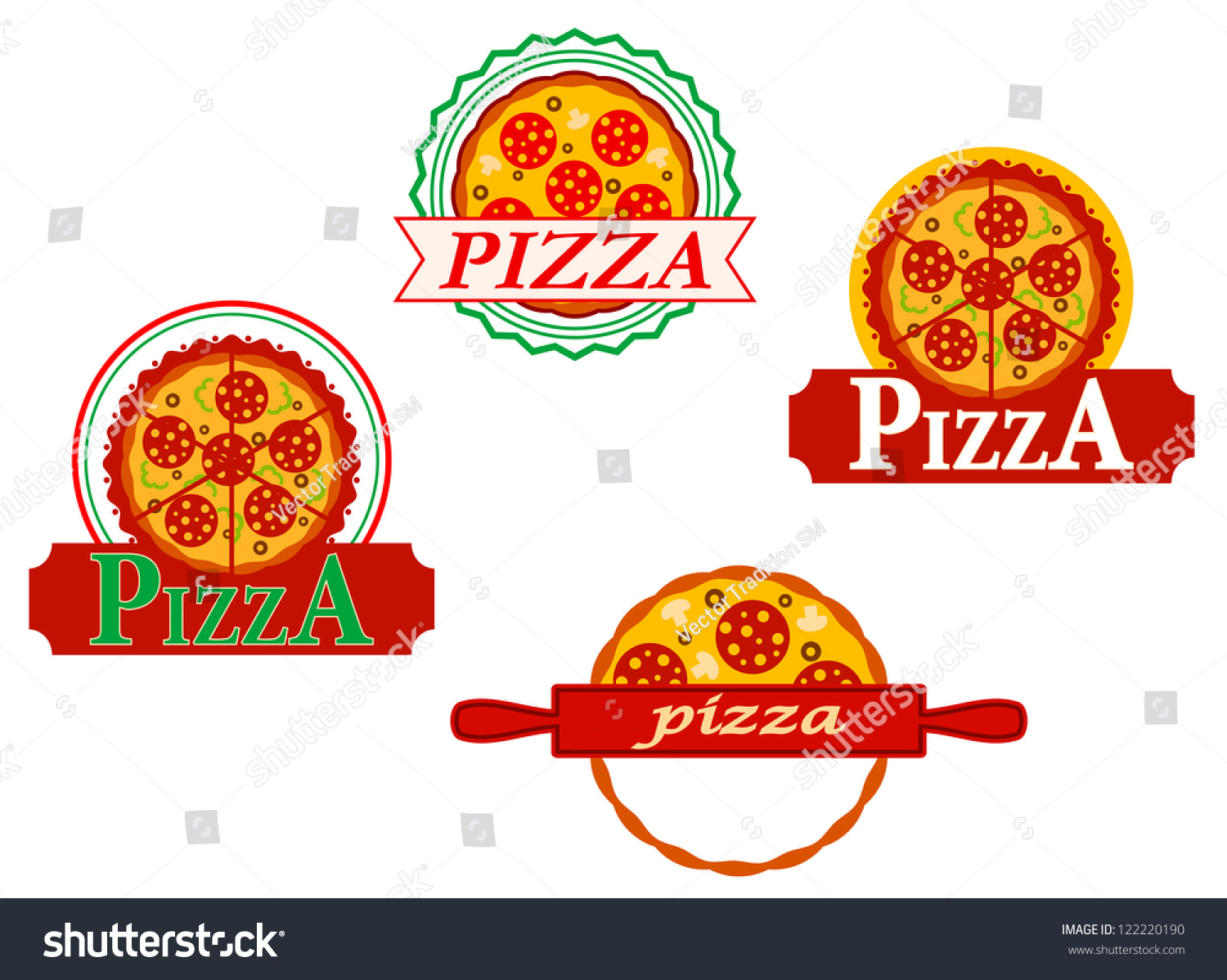 Italian Pizza Banners And Emblems Set For Cafe And Menu Design Such A Logo Template Jpeg Pizza Logo Design Template