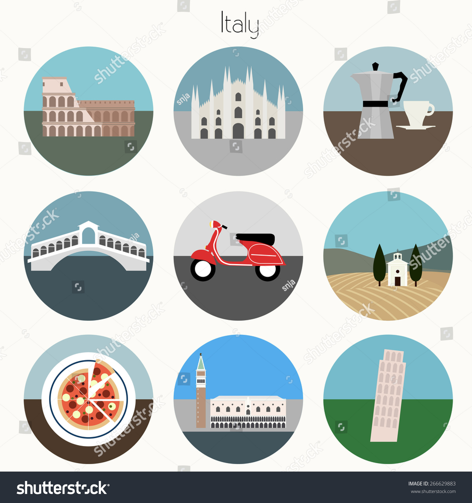 Italy Icons Set   Vector Eps10   266629883 : Shutterstock