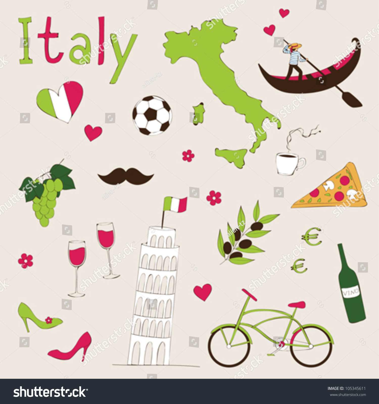 italy-landmarks-and-symbols-stock-vector-illustration-105345611