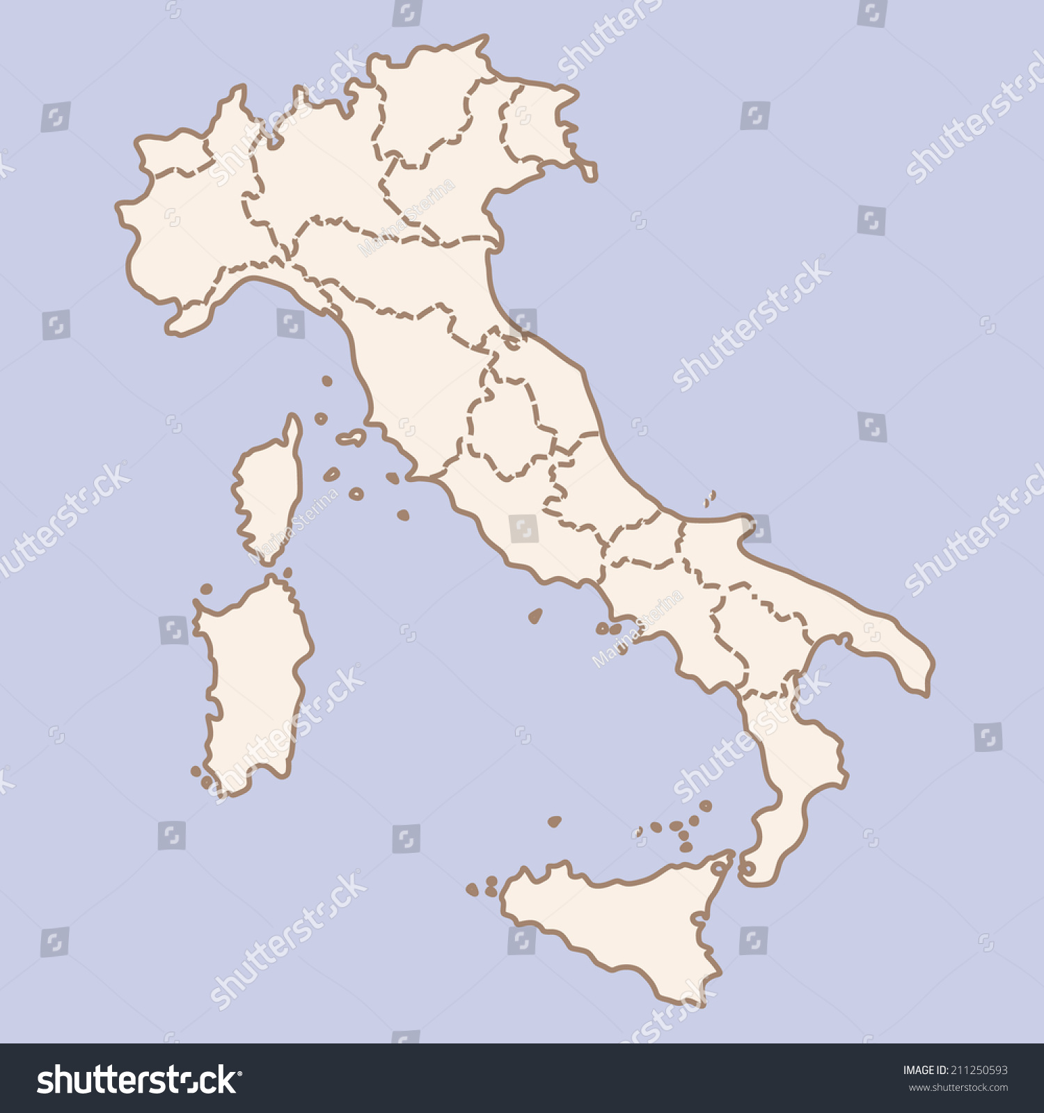 Italy Map Stock Vector Illustration 211250593 : Shutterstock