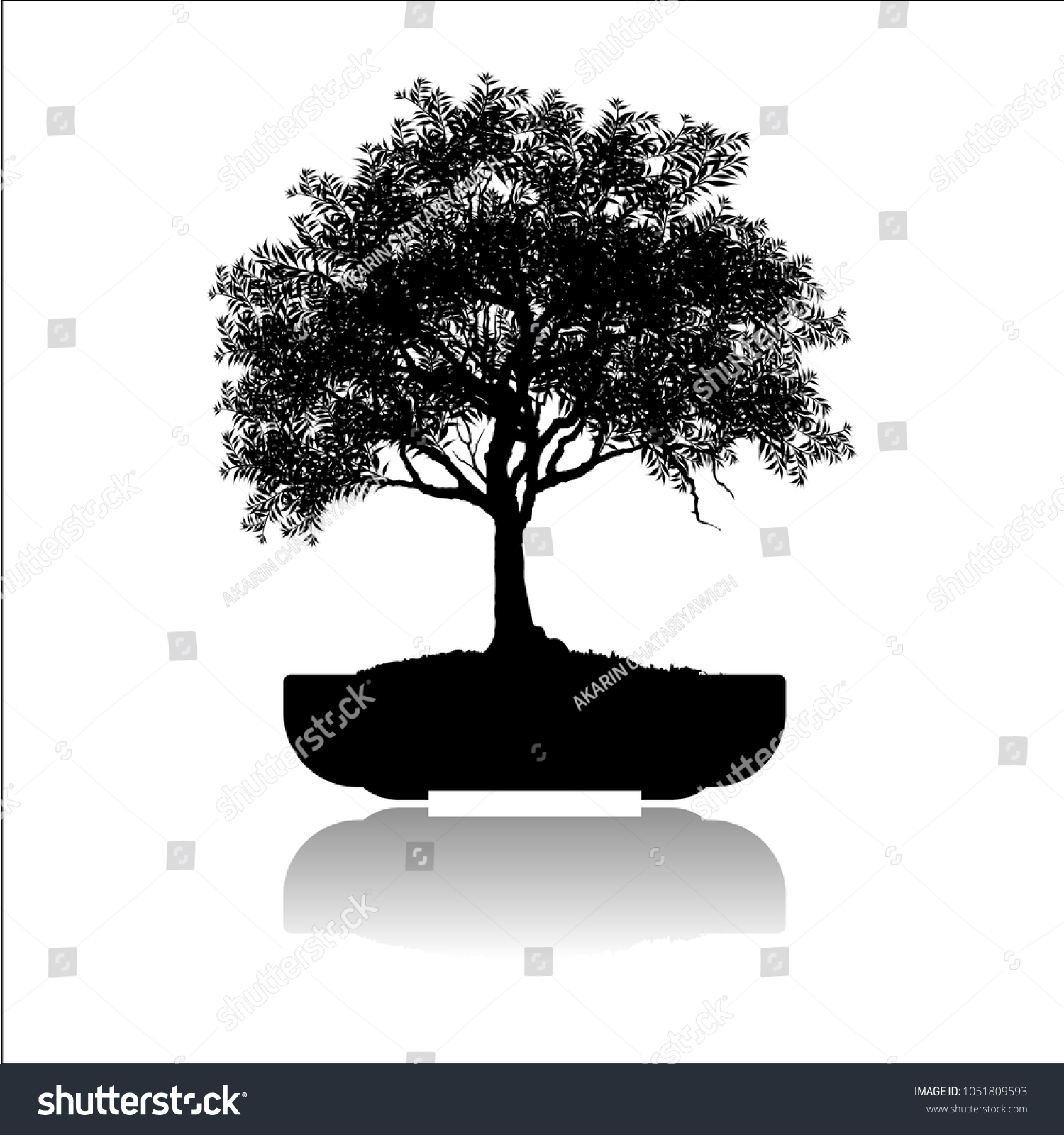 Japanese Bonsai Tree Plant Silhouette Icons Vector De Stock Libre De