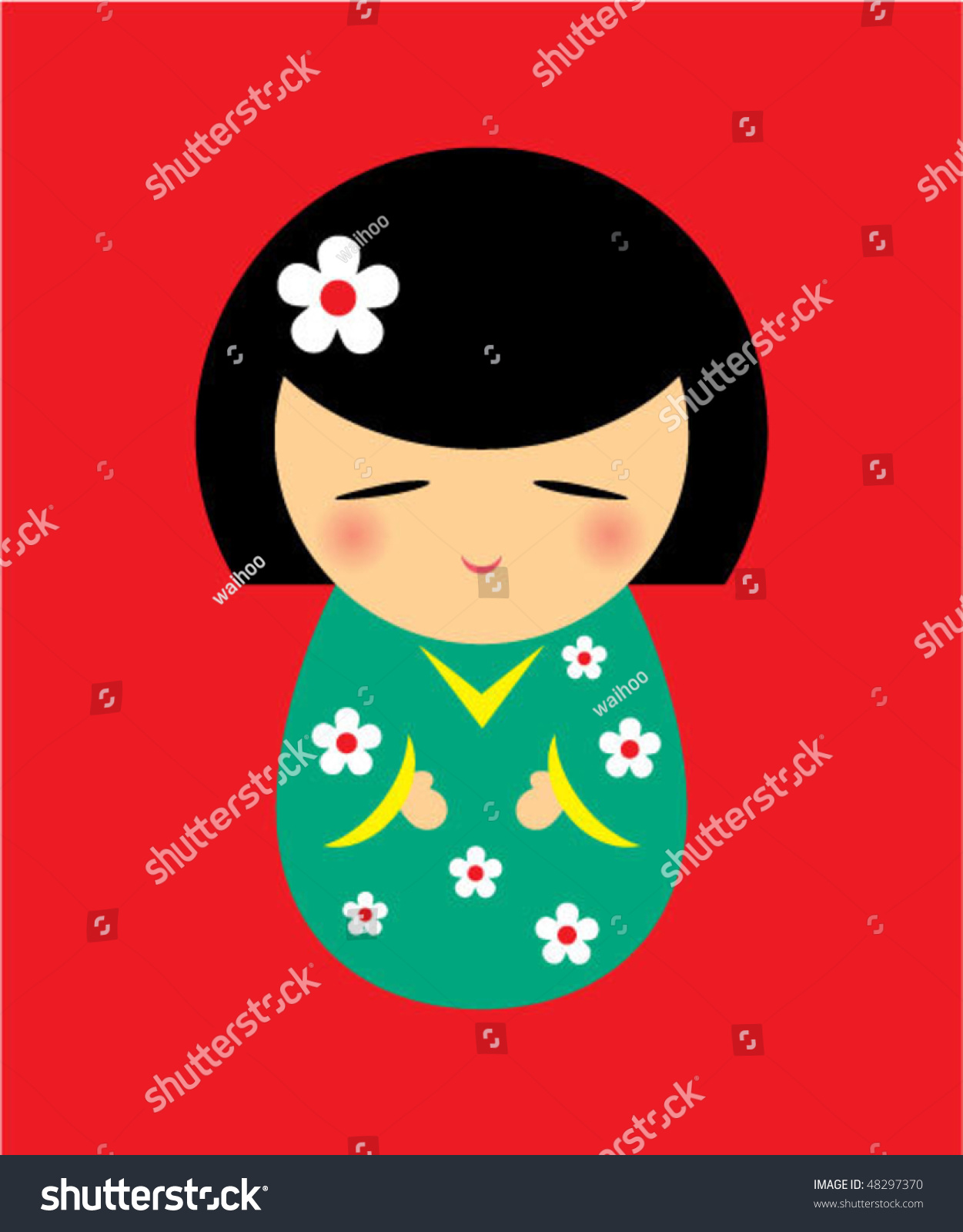 Japanese Doll Vector - 48297370 : Shutterstock