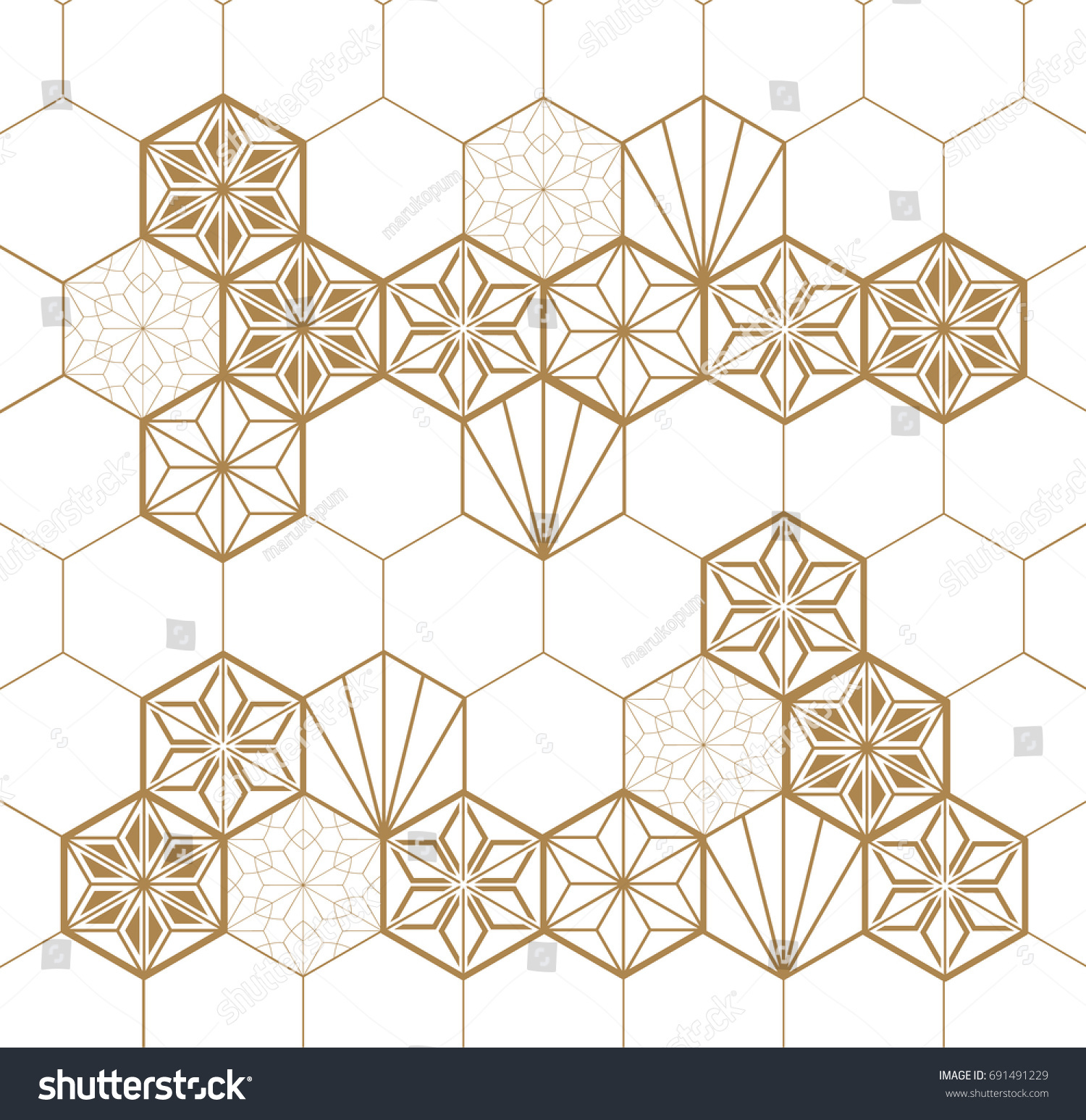 Japanese Pattern Background Vector Gold Geometric Stock Vector Royalty