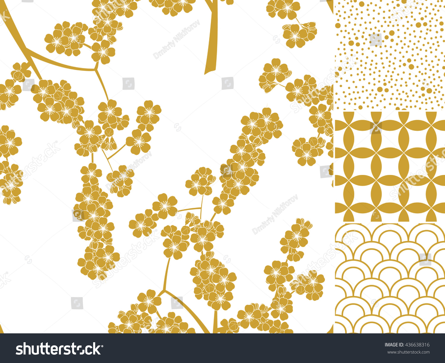 Japanese seamless pattern set with traditional ornaments Vector illustration Japanese seamless pattern set with traditional ornaments Vector illustration