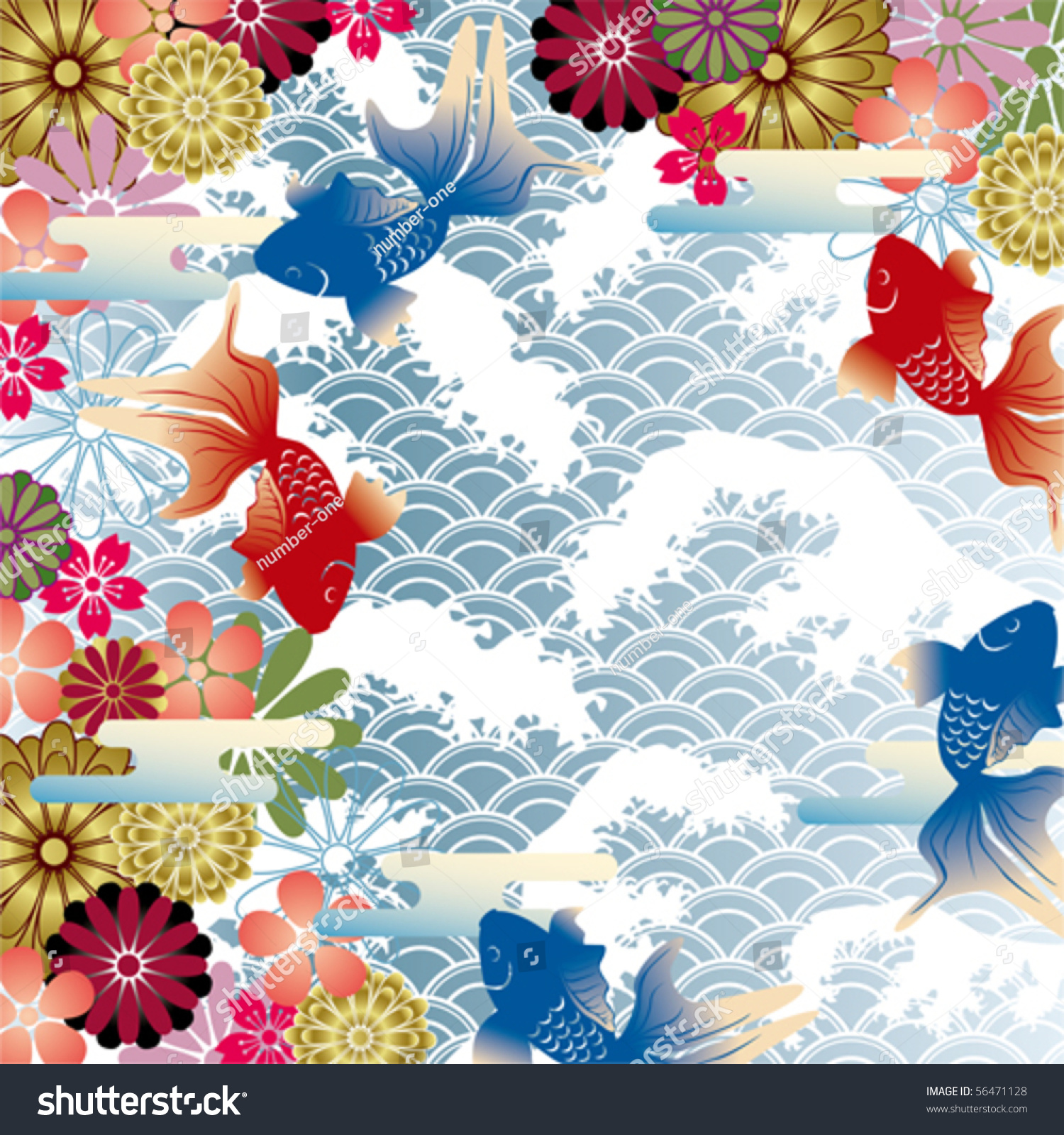 Japanese Style Retro Background Stock Vector Illustration 56471128