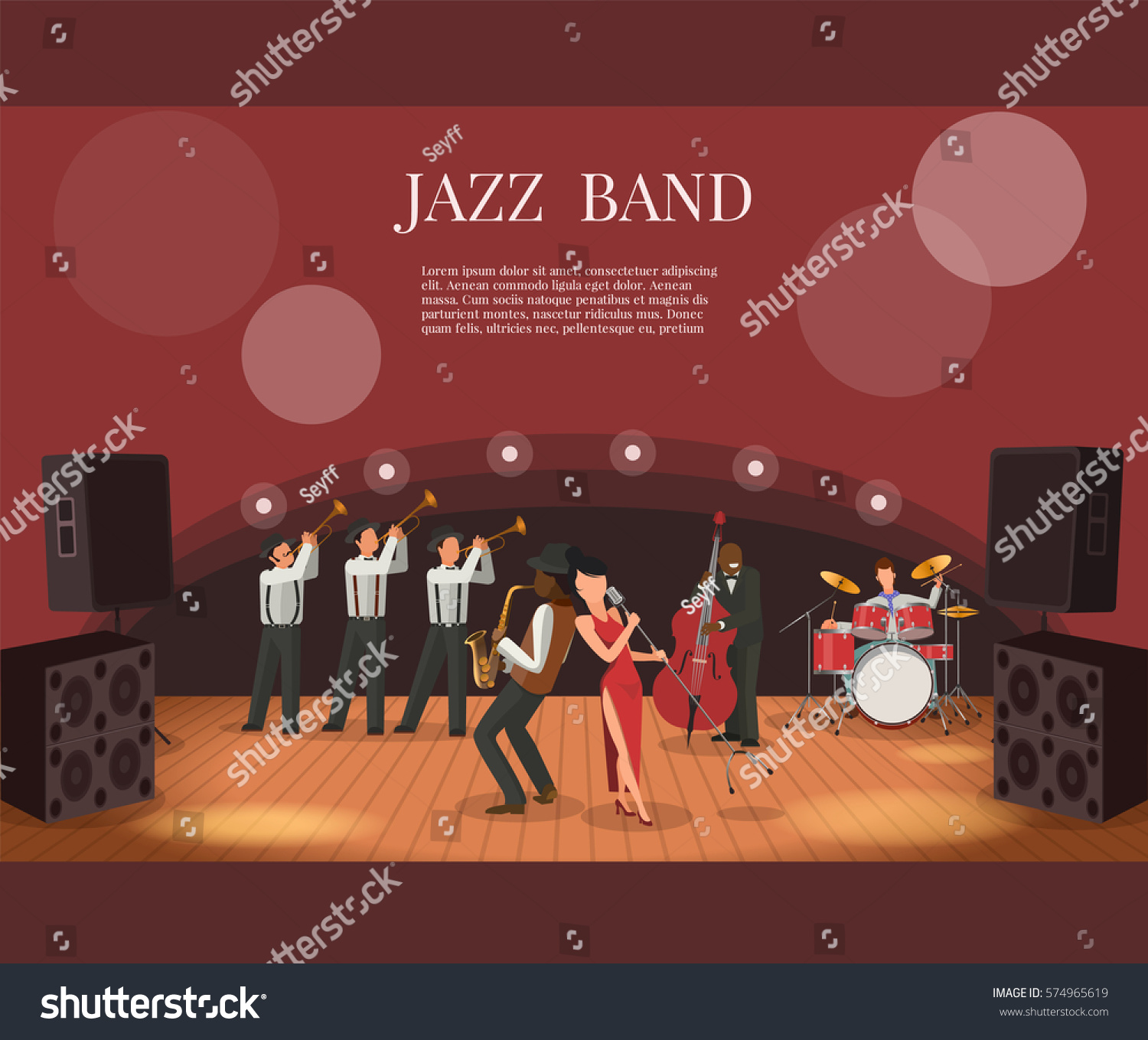 Jazz Music Band Flat Vector Illustration Stock Vector Royalty Free