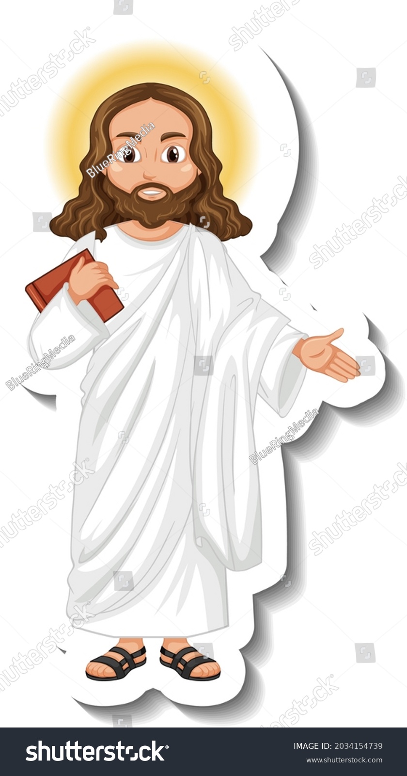 Jesus Christ Cartoon Character Sticker On Stock Vector Royalty Free