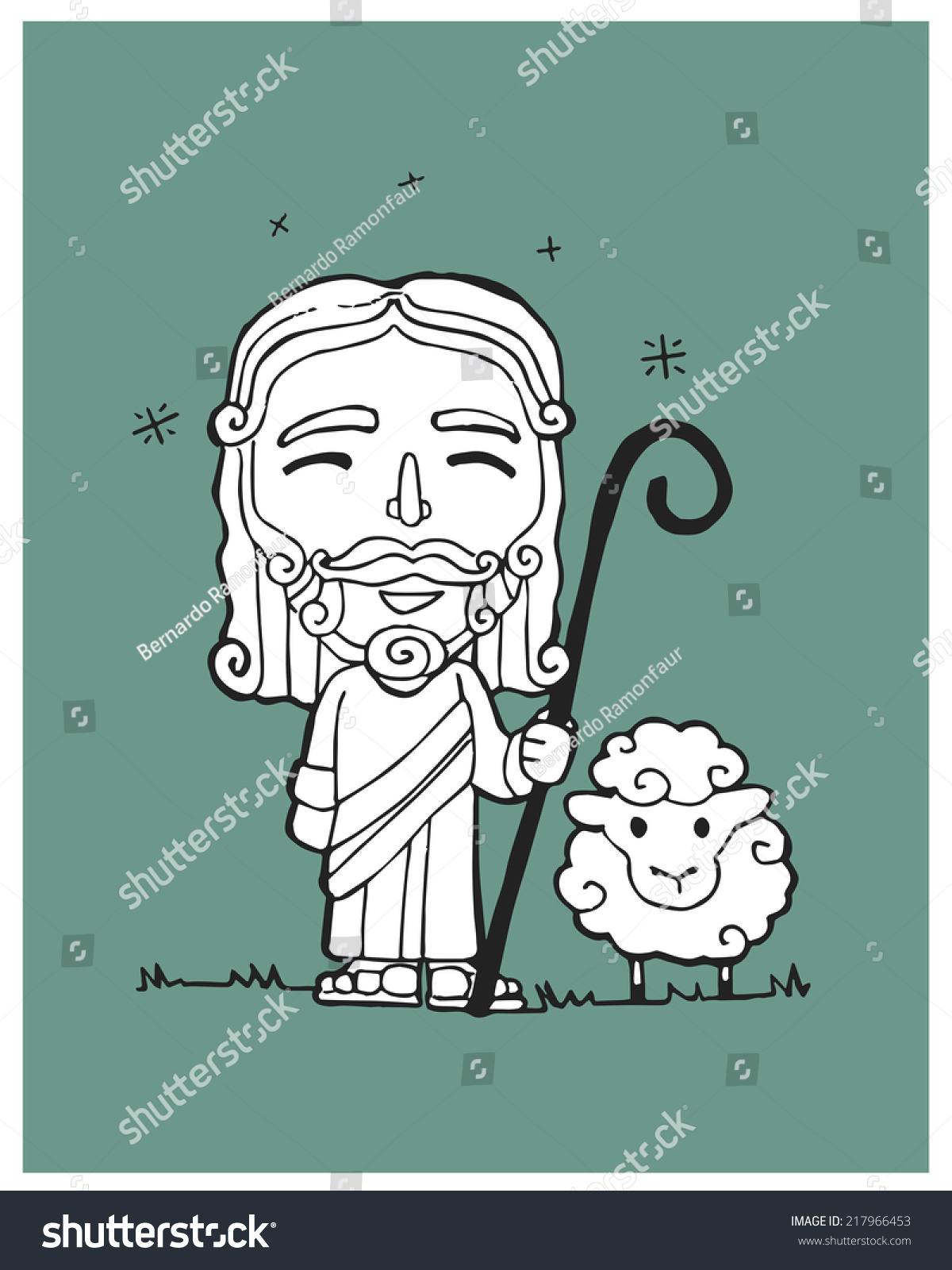 Jesus Good Shepherd 2 Stock Vector 217966453 - Shutterstock