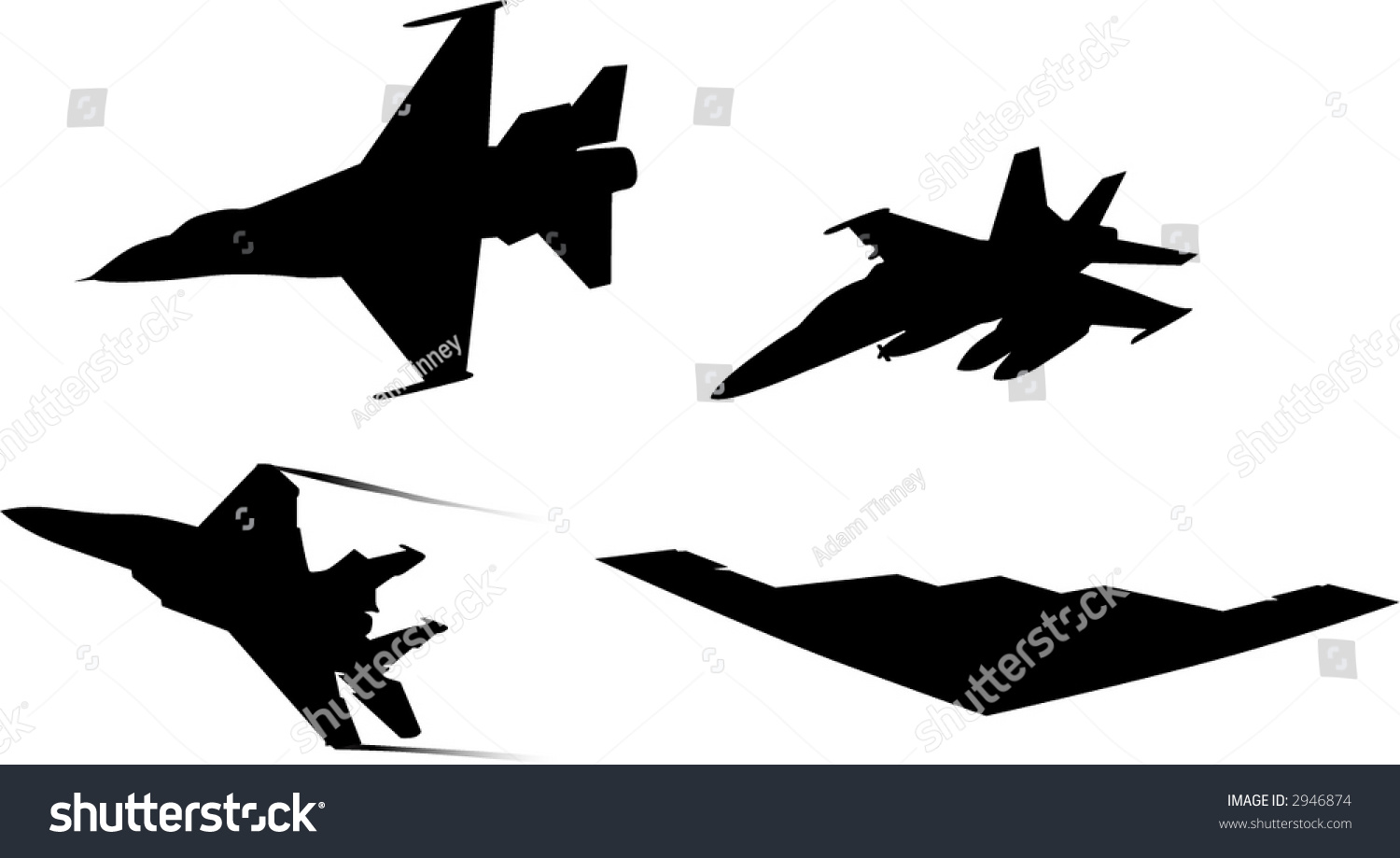 Jet Silhouettes Stock Vector Illustration 2946874 : Shutterstock