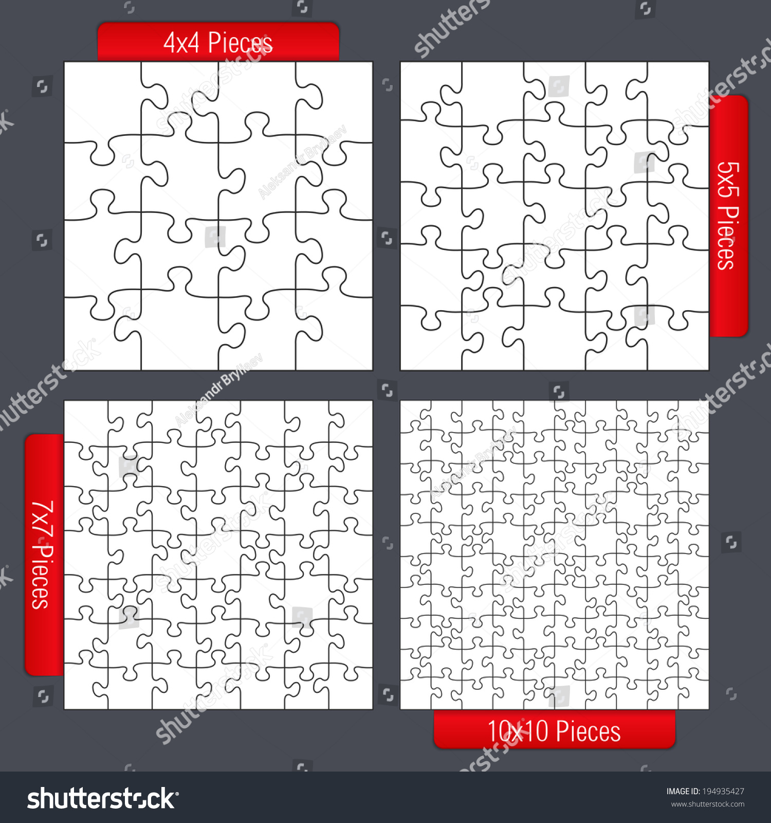 Jigsaw Puzzle Templates Set Stock Vector Illustration 194935427