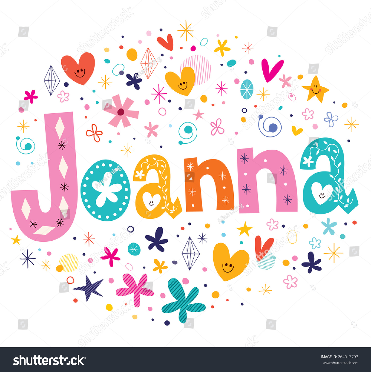 Stock vector joanna girls name decorative lettering type design 264013793
