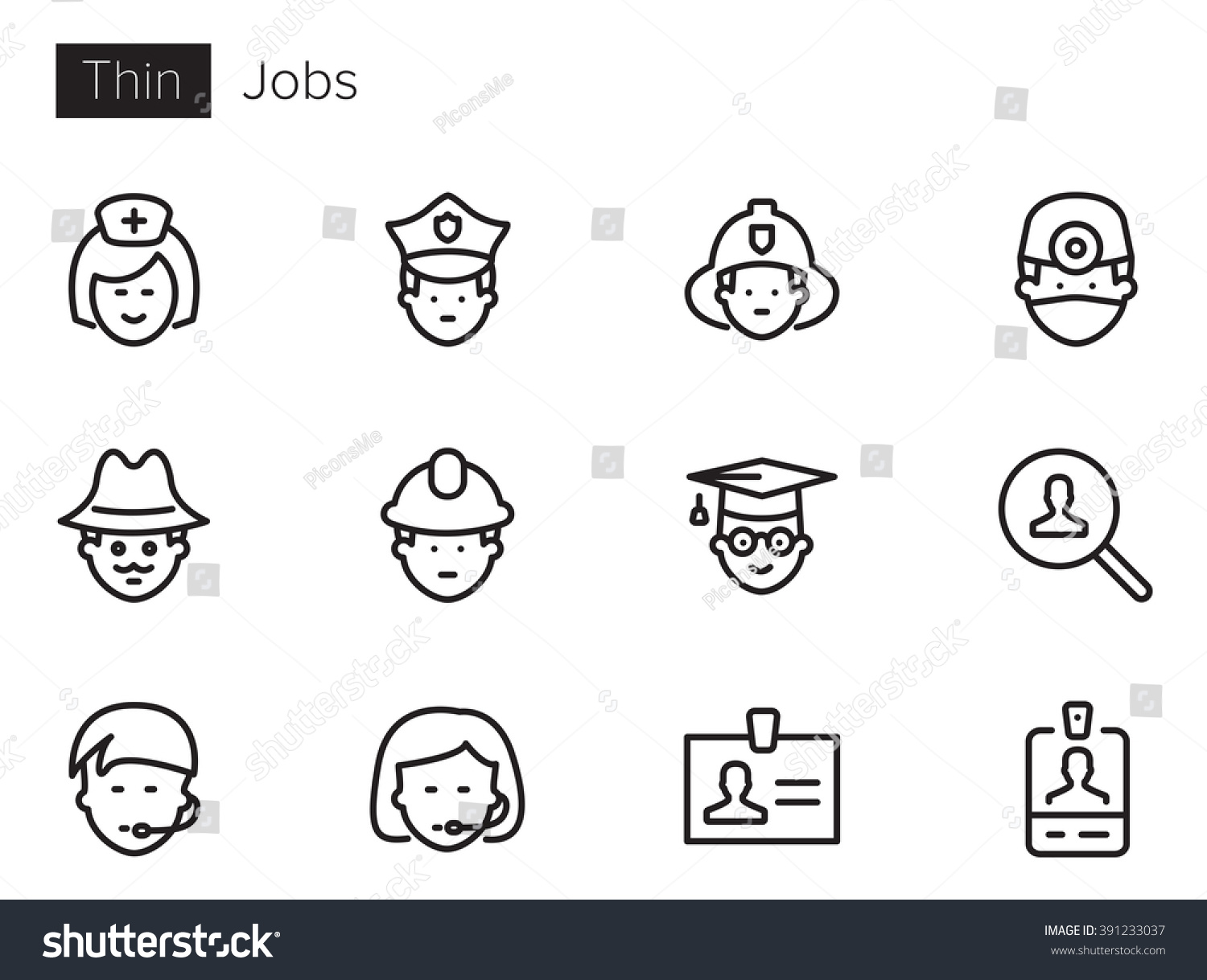 Jobs Vector Icons Set Thin Line Outline Shutterstock