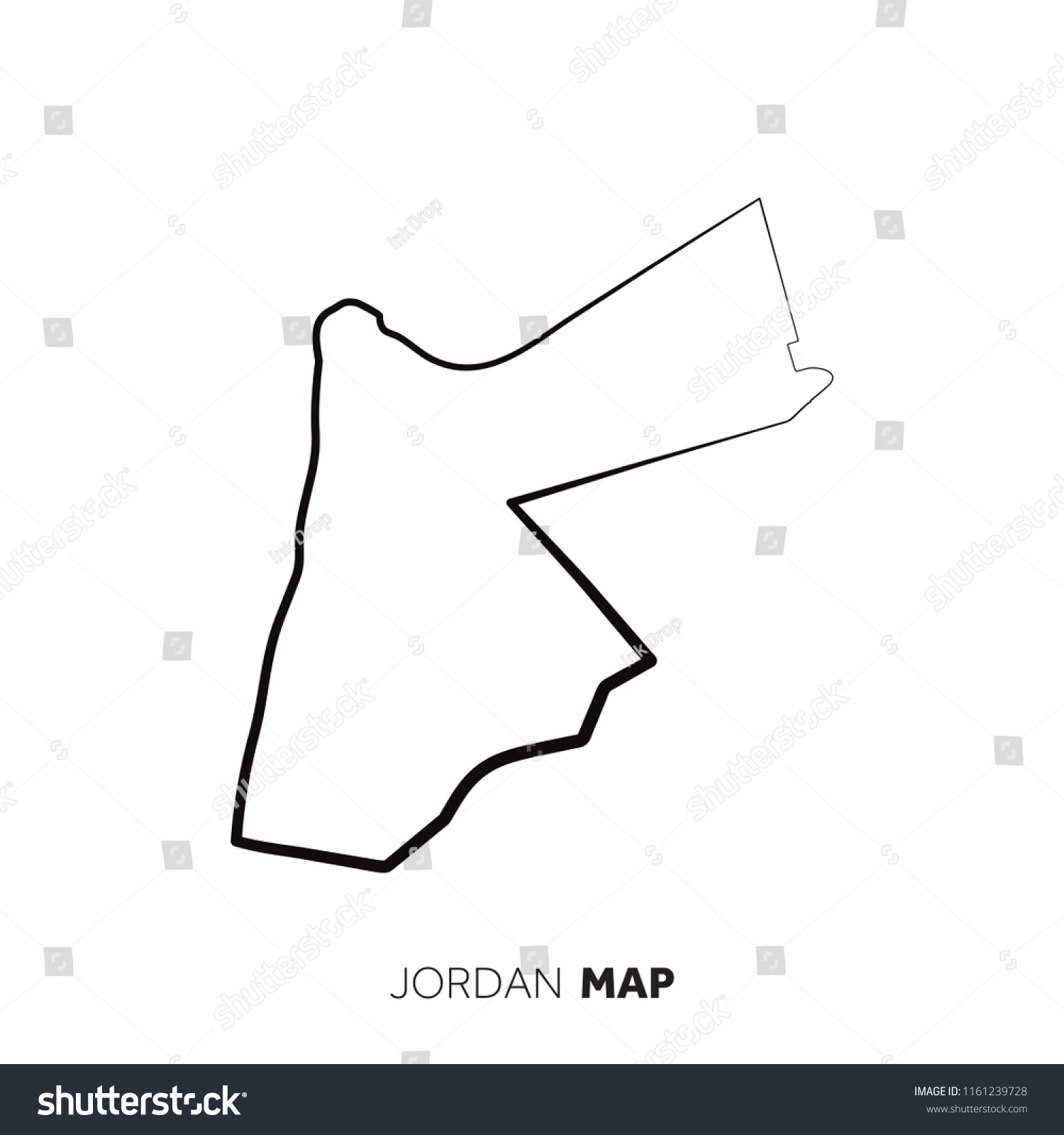 Jordan Vector Country Map Outline Black Image Vectorielle De Stock