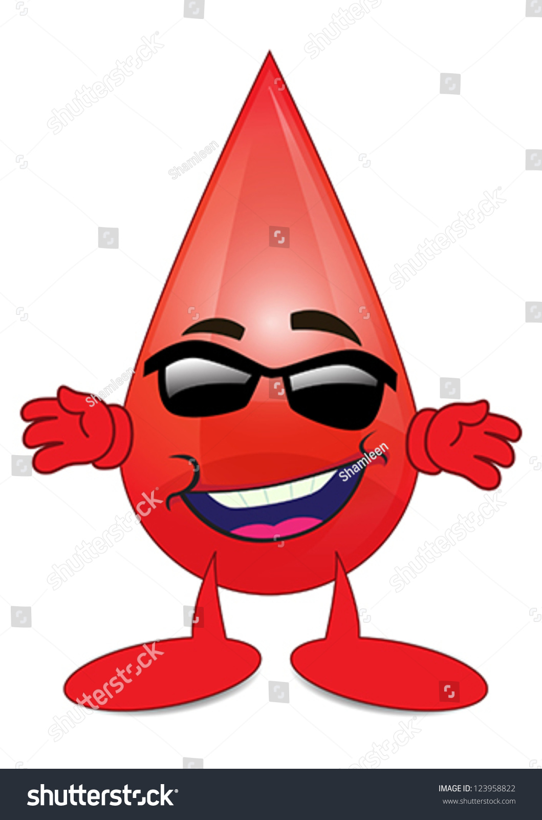 Joyful Blood Cartoon Character Vector Illustration Isolated White