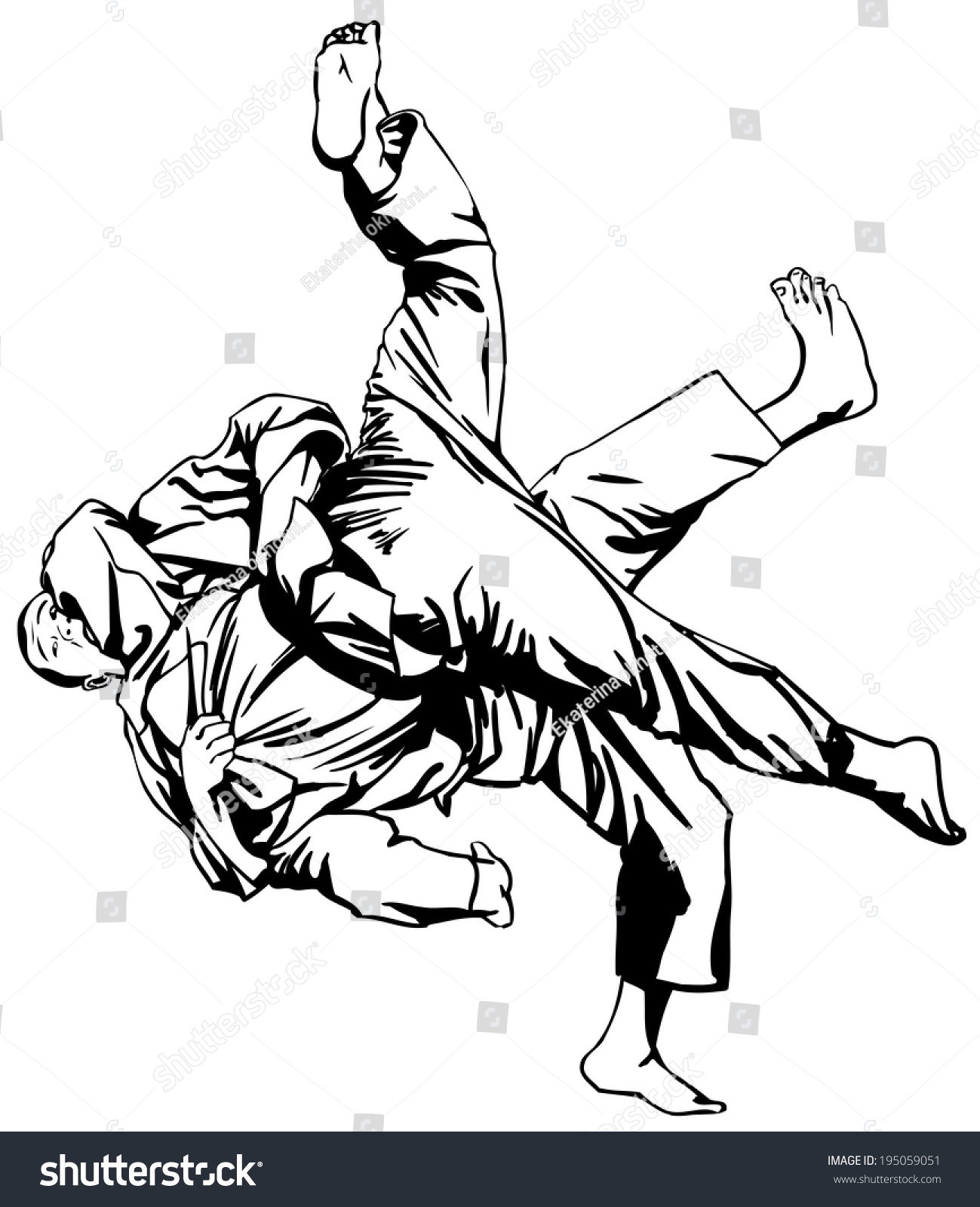 Judo Fight Stock Vector 195059051 - Shutterstock