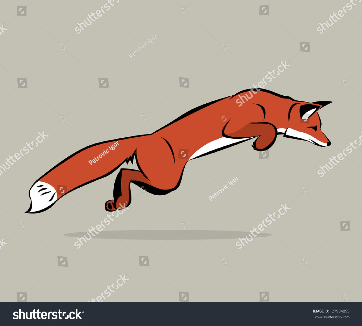 Jumping Fox - Vector Illustration - 127984895 : Shutterstock