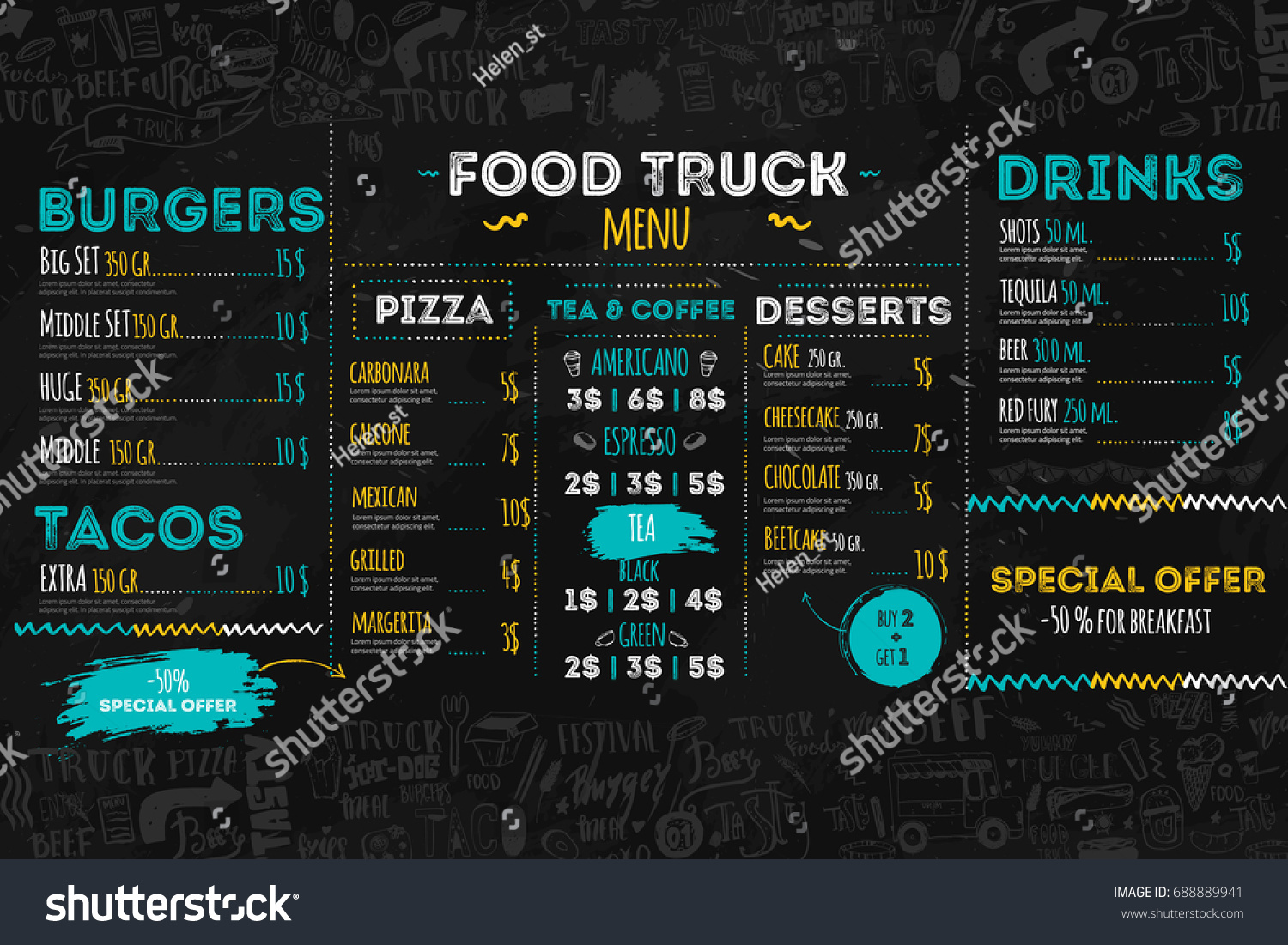 Food Truck Menu Boards Images Stock Photos Vectors Shutterstock