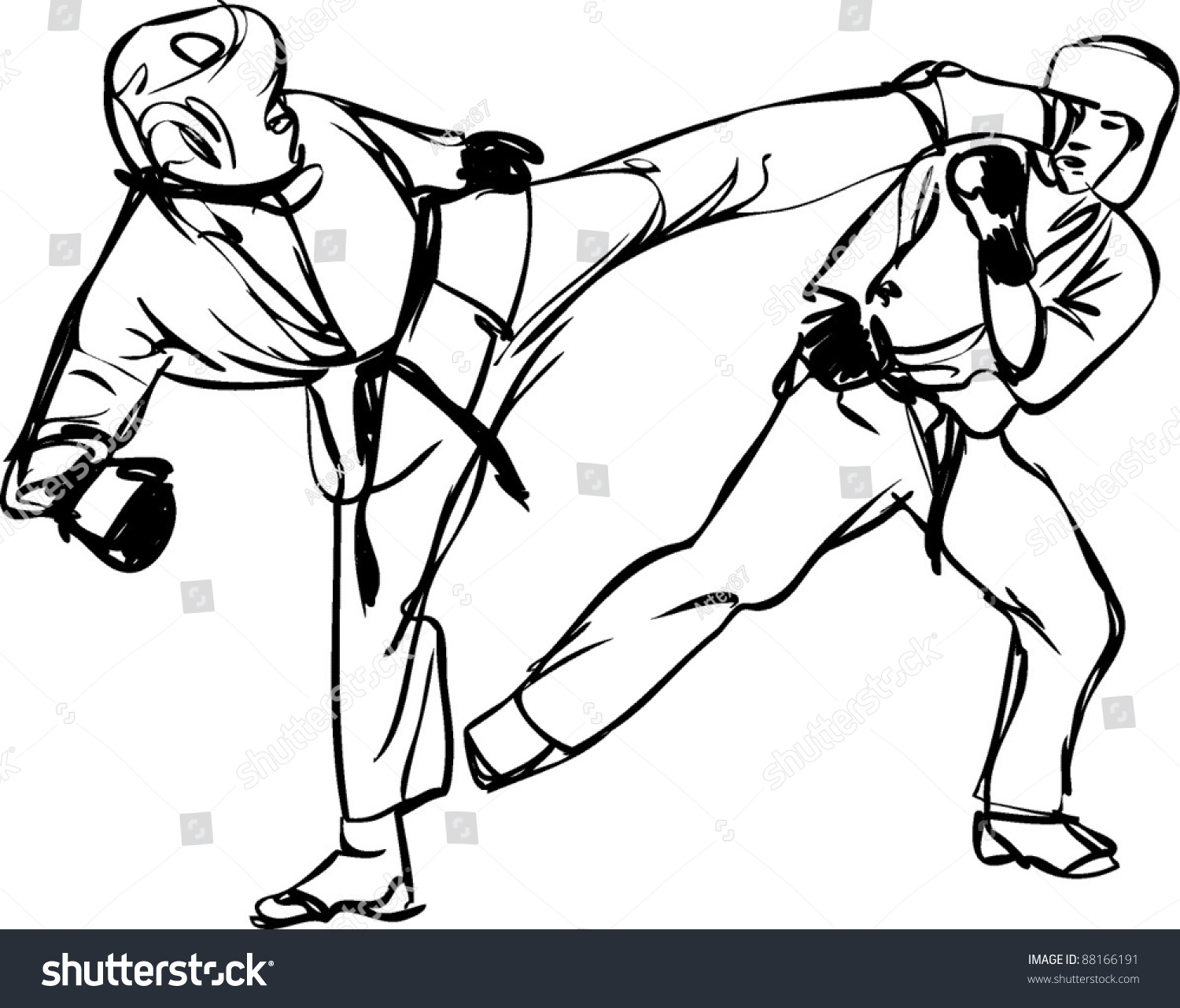 Karate Kyokushinkai Sketch Martial Arts And Combative Sports Stock ...