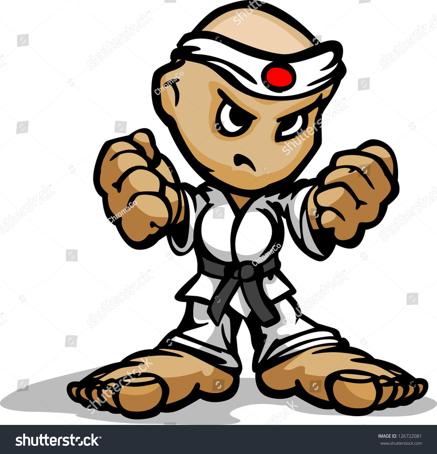 Karate Martial Arts Fighter Determined Face Stock Vector 126722081