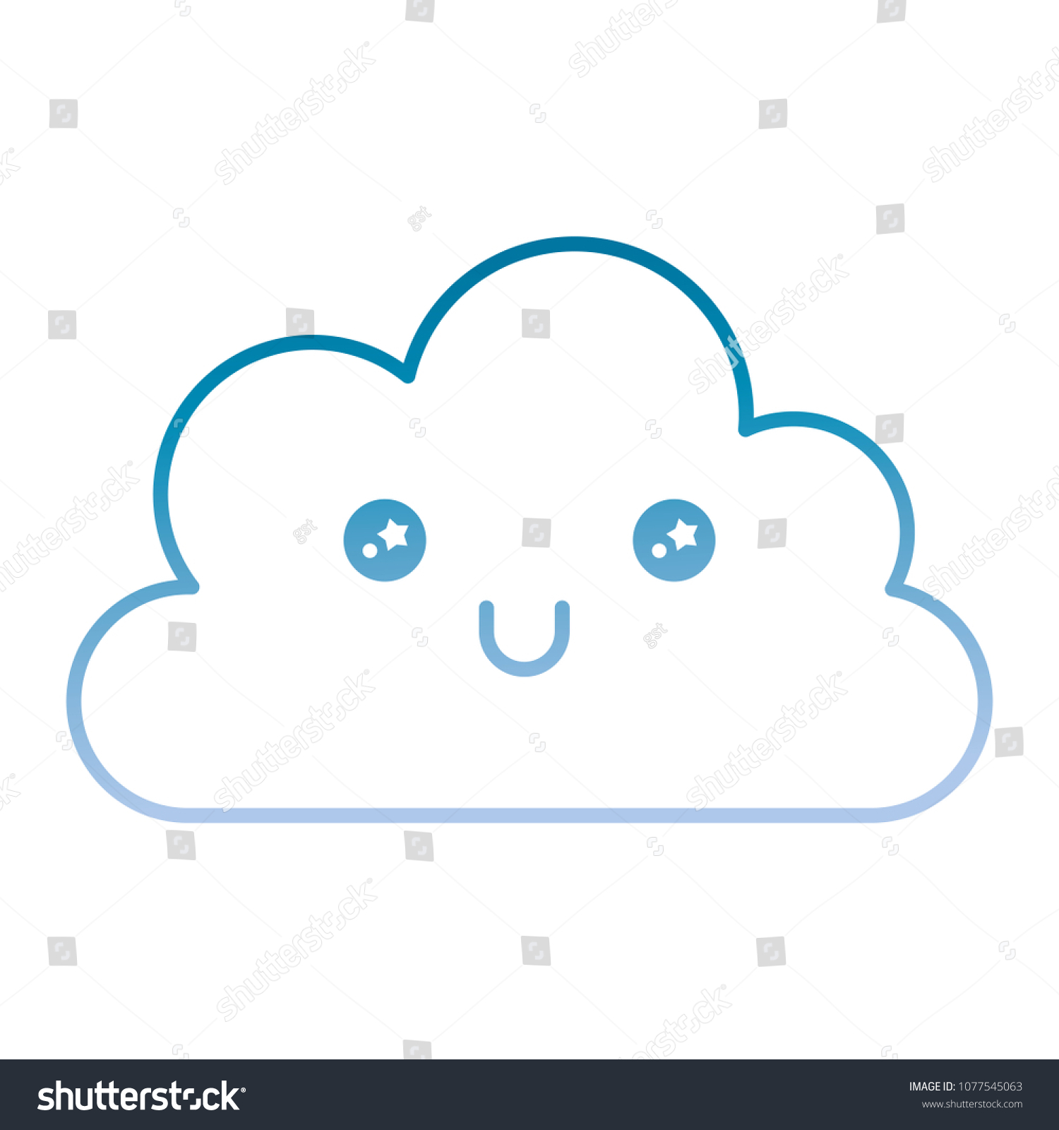 Kawaii Cloud Happy Cartoon Smiling Stock Vector Royalty Free