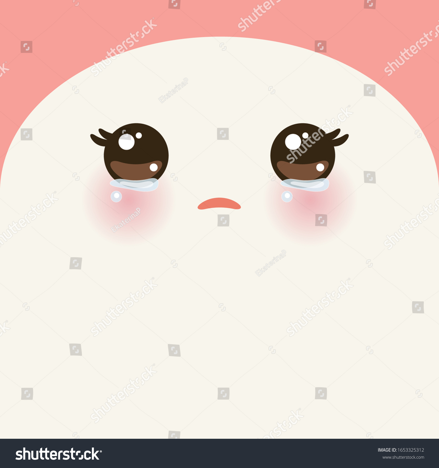 Kawaii Funny Beige Muzzle Pink Cheeks Stock Vector Royalty Free