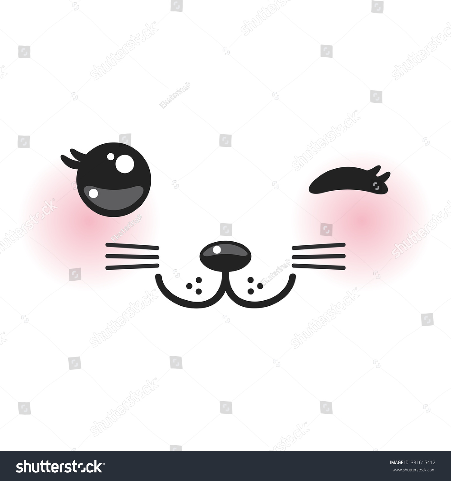 Kawaii Funny Cat Muzzle Pink Cheeks