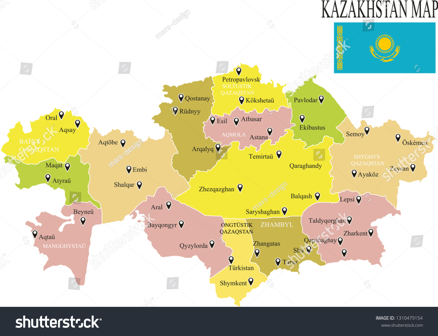 Kazakhstan Map Drawing Map Kazakhstan Kazakhstan Stock Vector Royalty