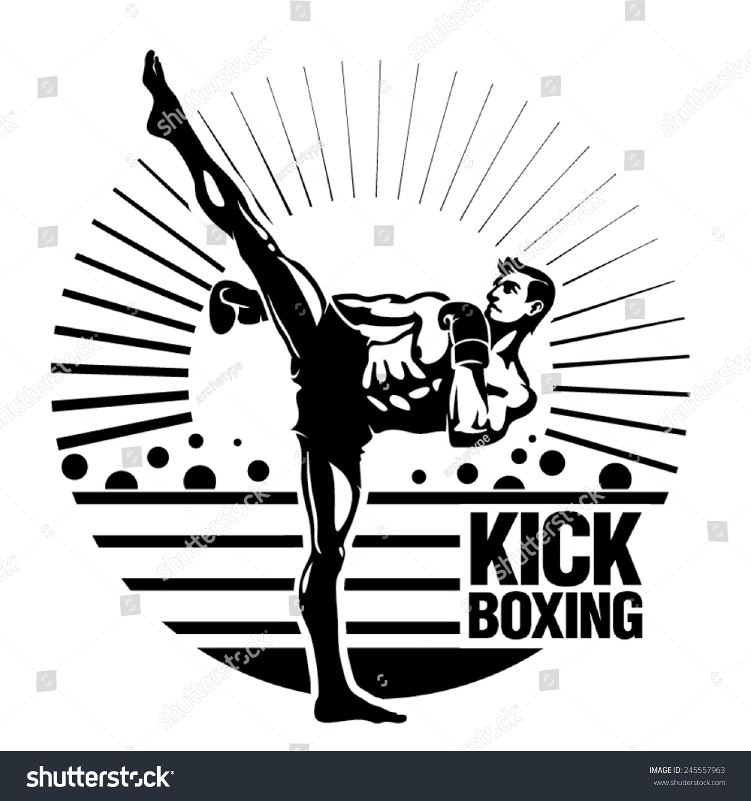 Kickboxing Vector Illustration In The Engraving Style 245557963