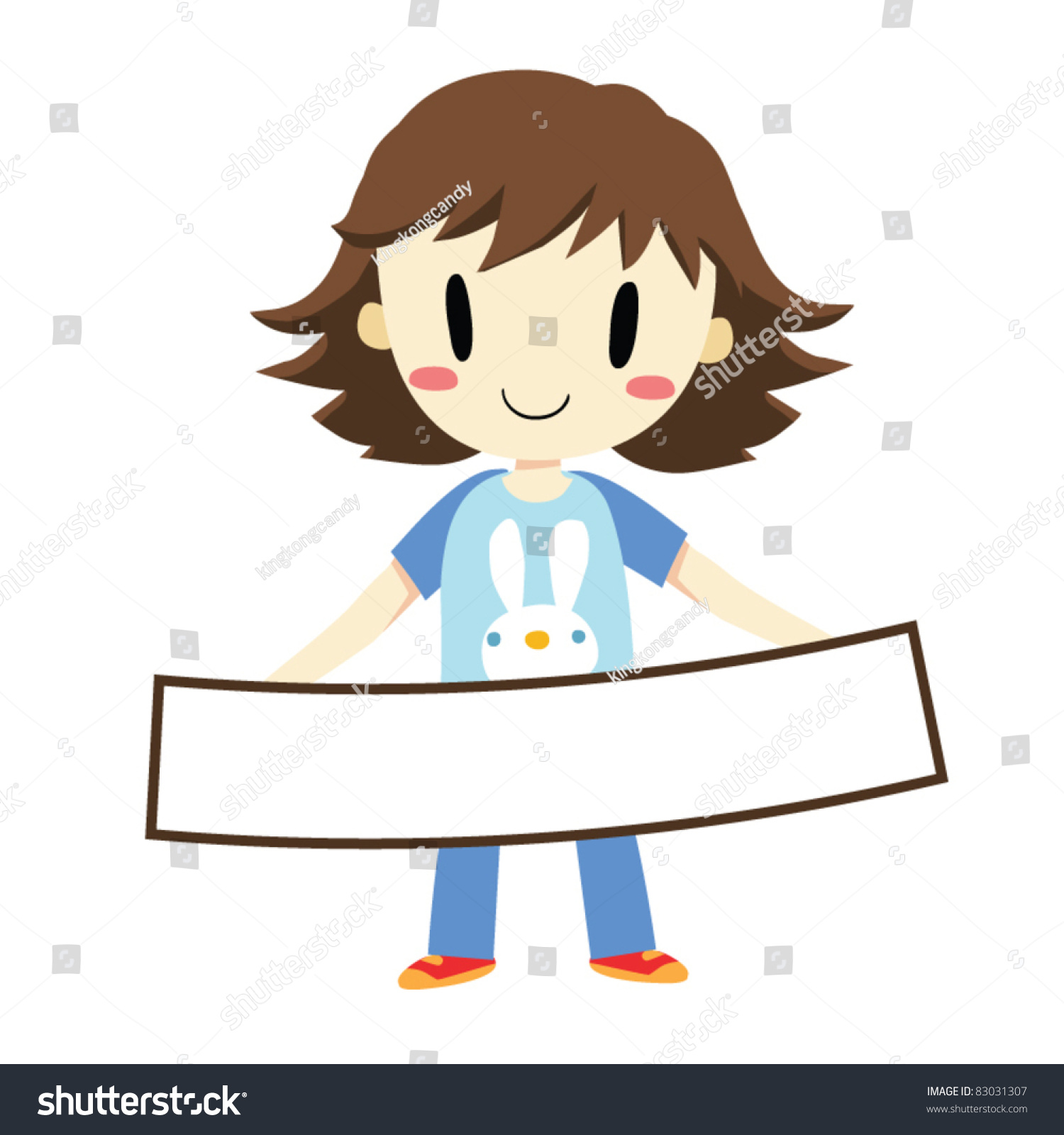 Kid Holding Blank Sign - Vector - 83031307 : Shutterstock