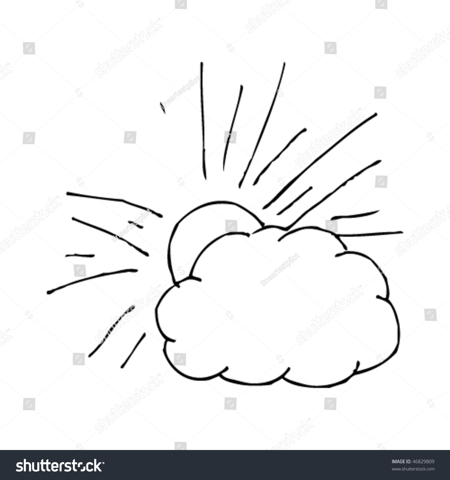 Kid'S Drawing Of A A Sun And Cloud Stock Vector Illustration 46829809