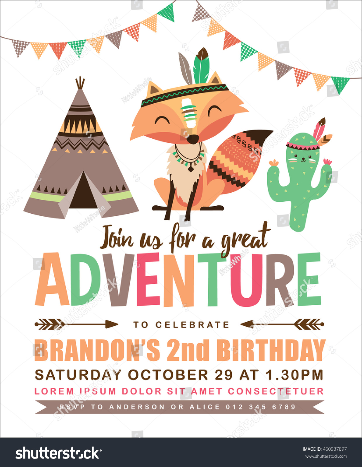 Kids birthday invitation card with cute cartoon animal Kids birthday invitation card with cute cartoon animal