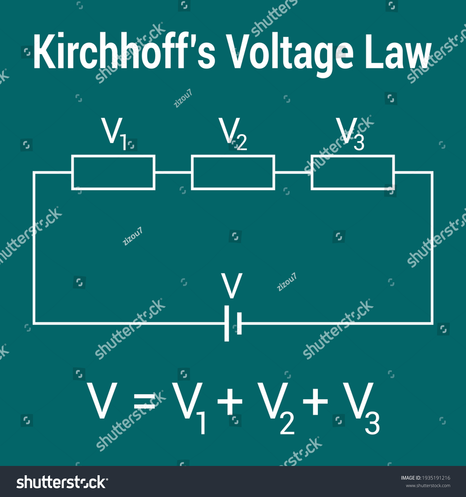 Kirchhoffs Voltage Law Circuit Diagram Stock Vector Royalty Free