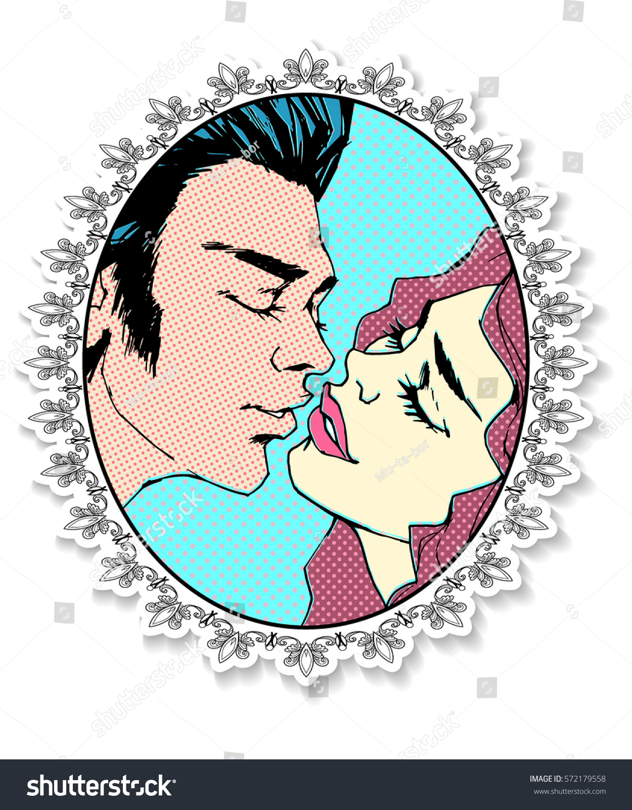 Kiss Vintage Style Sticker Pop Art Stock Vector Shutterstock