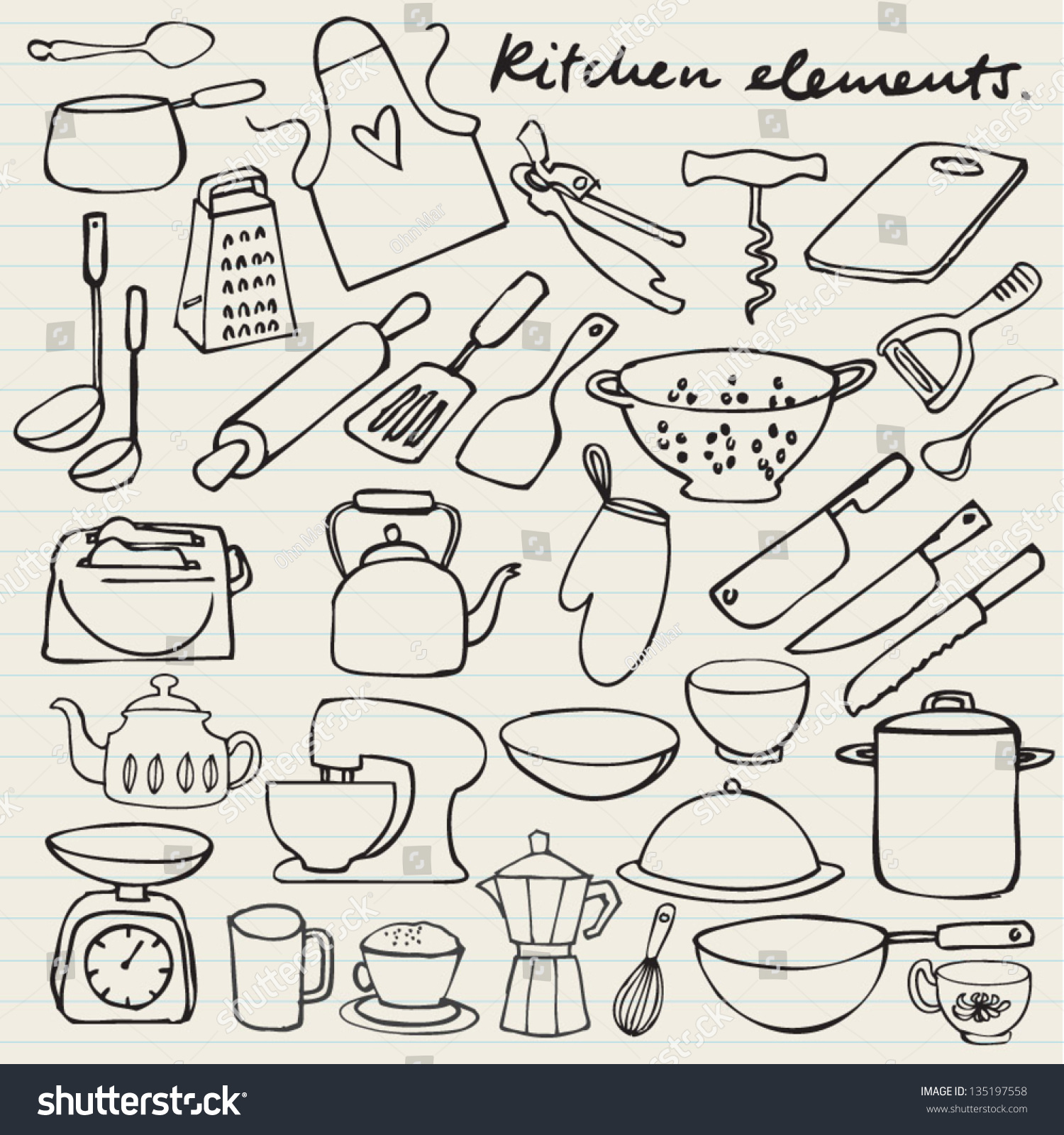 Kitchen Elements Doodle Stock Vector Illustration Shutterstock