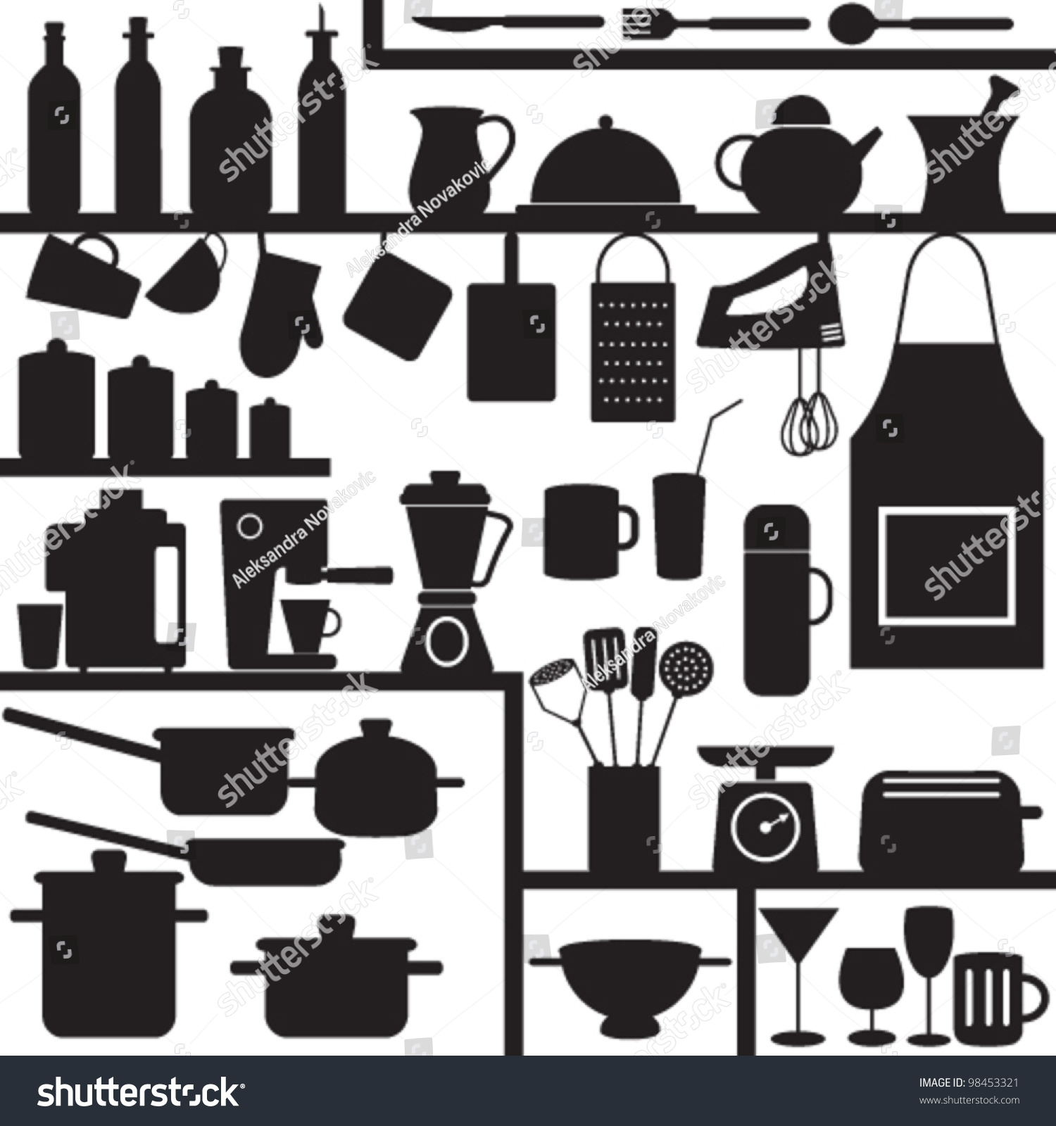 Kitchen Related Symbols Stock Vector Illustration 98453321 : Shutterstock