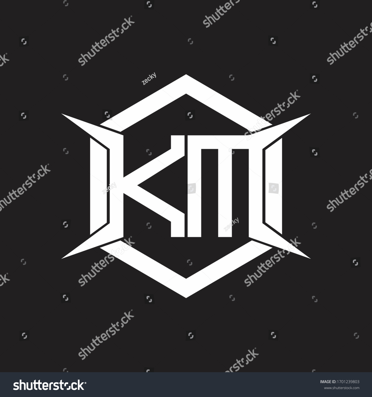 Km Logo Monogram Hexagon Four Taper Stock Vector Royalty Free 1701239803