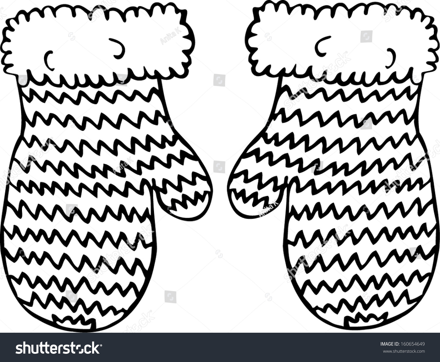 Knitted Mittens. Hand Drawn Illustration. 160654649 Shutterstock