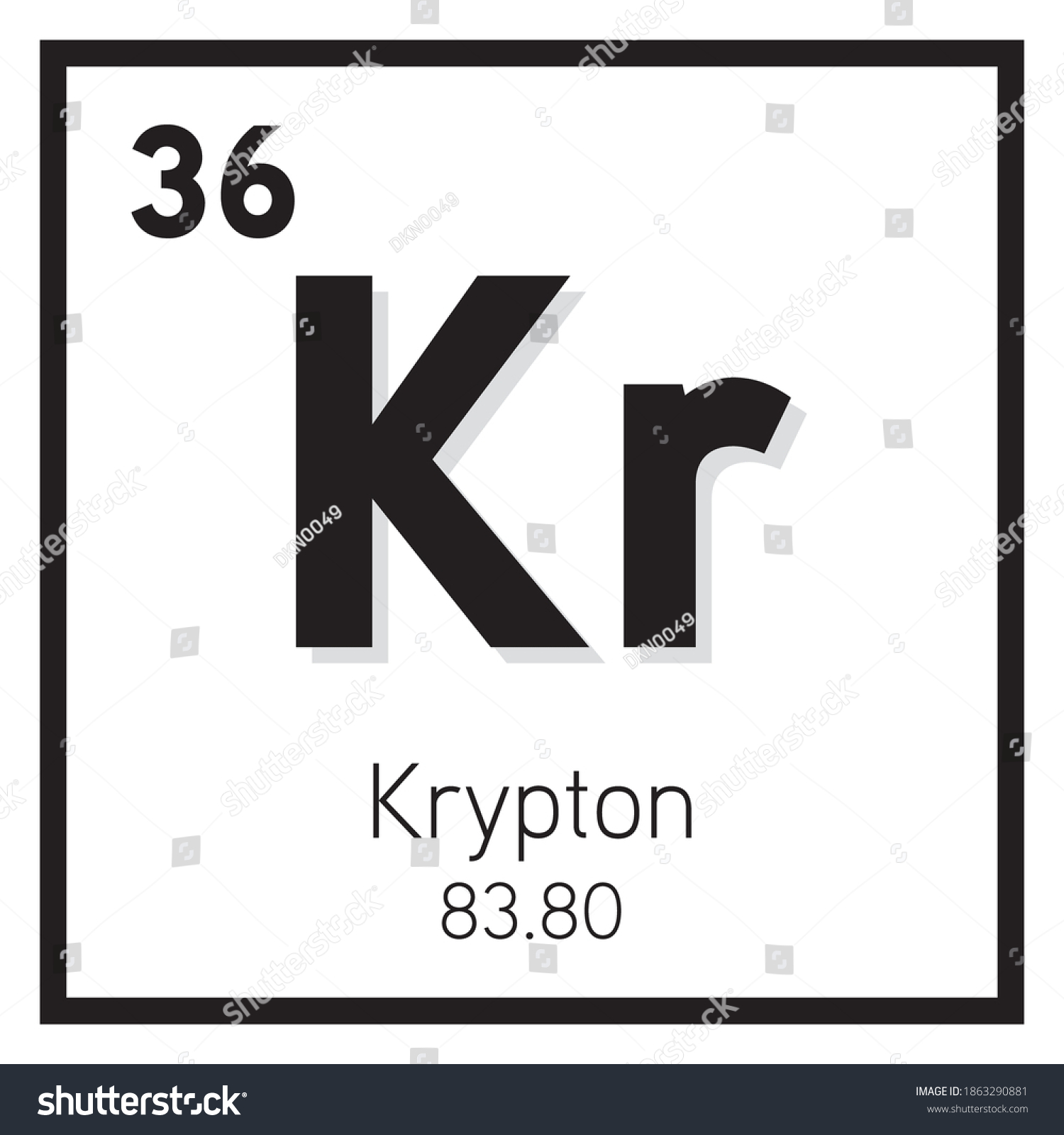 Krypton Element Vector Icon Periodic Table Stock Vector Royalty Free