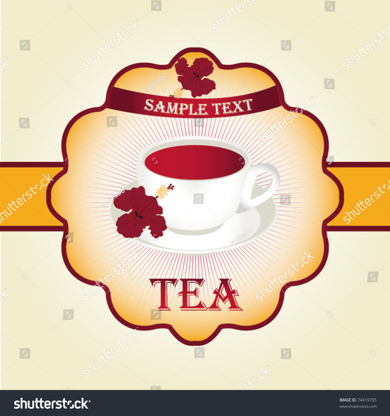 Label For Hibiscus Tea Stock Vector Illustration 74419705 Shutterstock