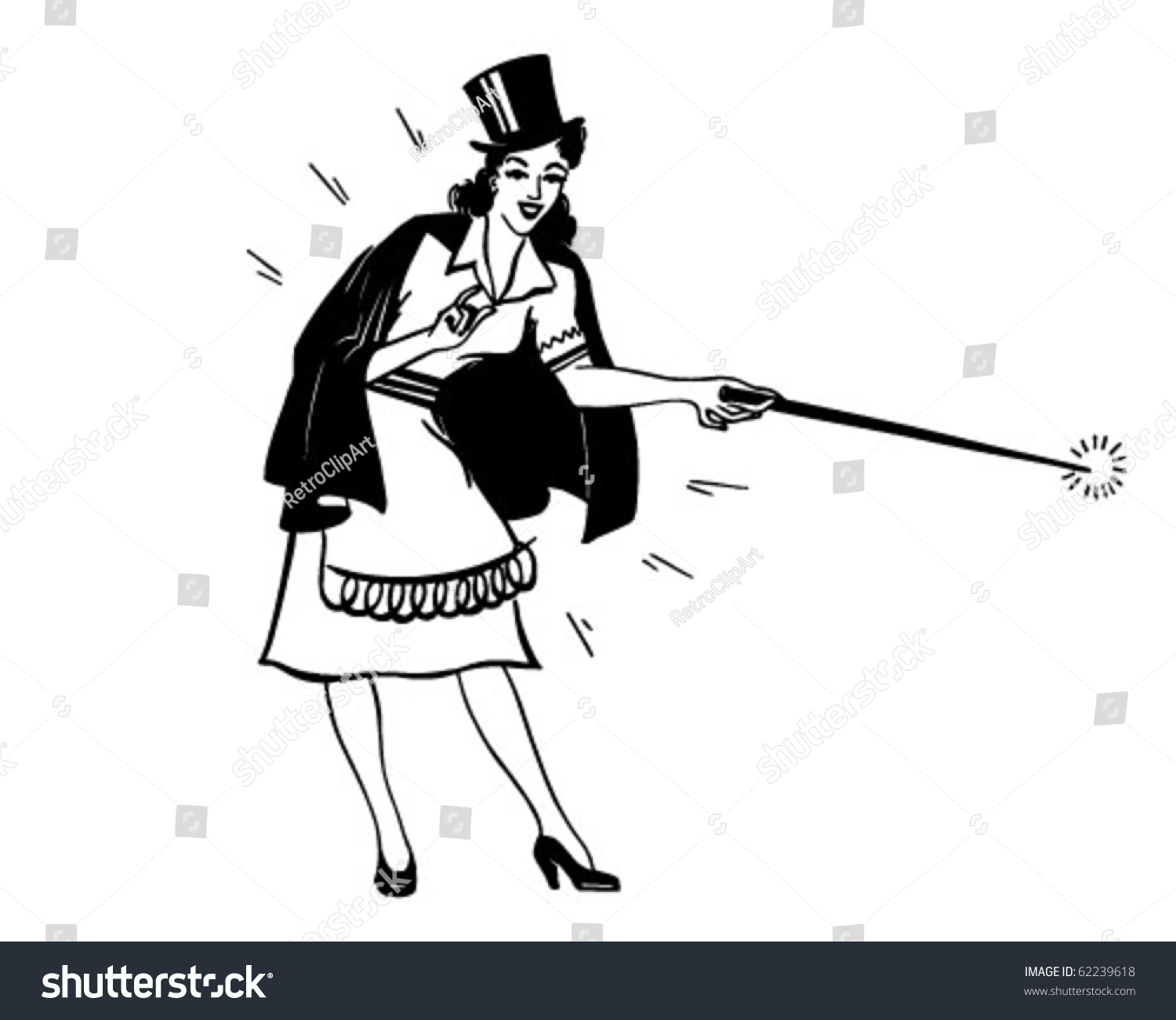 Lady Magician Retro Clipart Illustration 62239618 Shutterstock